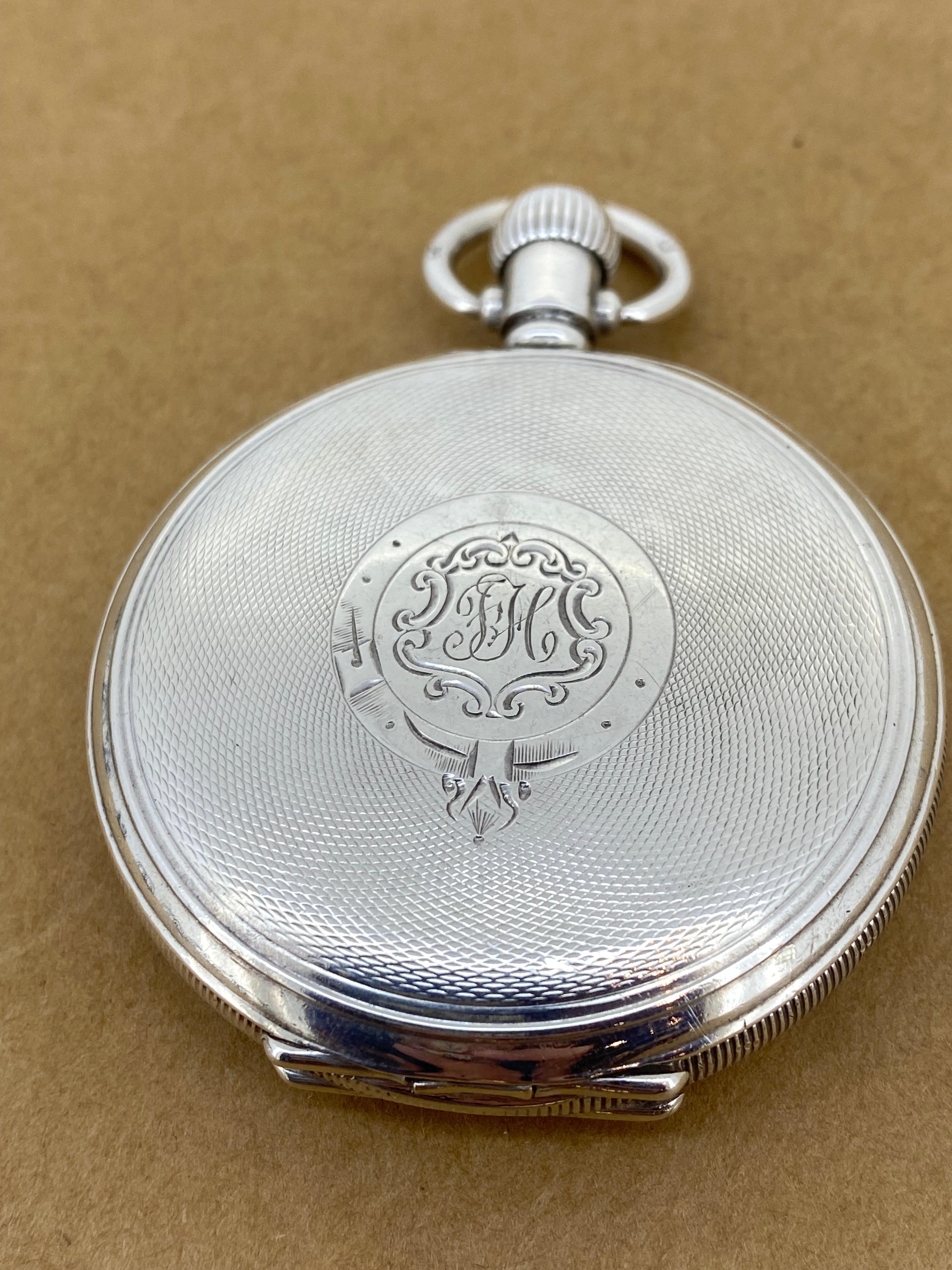 Rolex Sterlingsilber-Taschenuhr Antike um 1920 Doppel Jäger Großes 53 mm Gehäuse 7