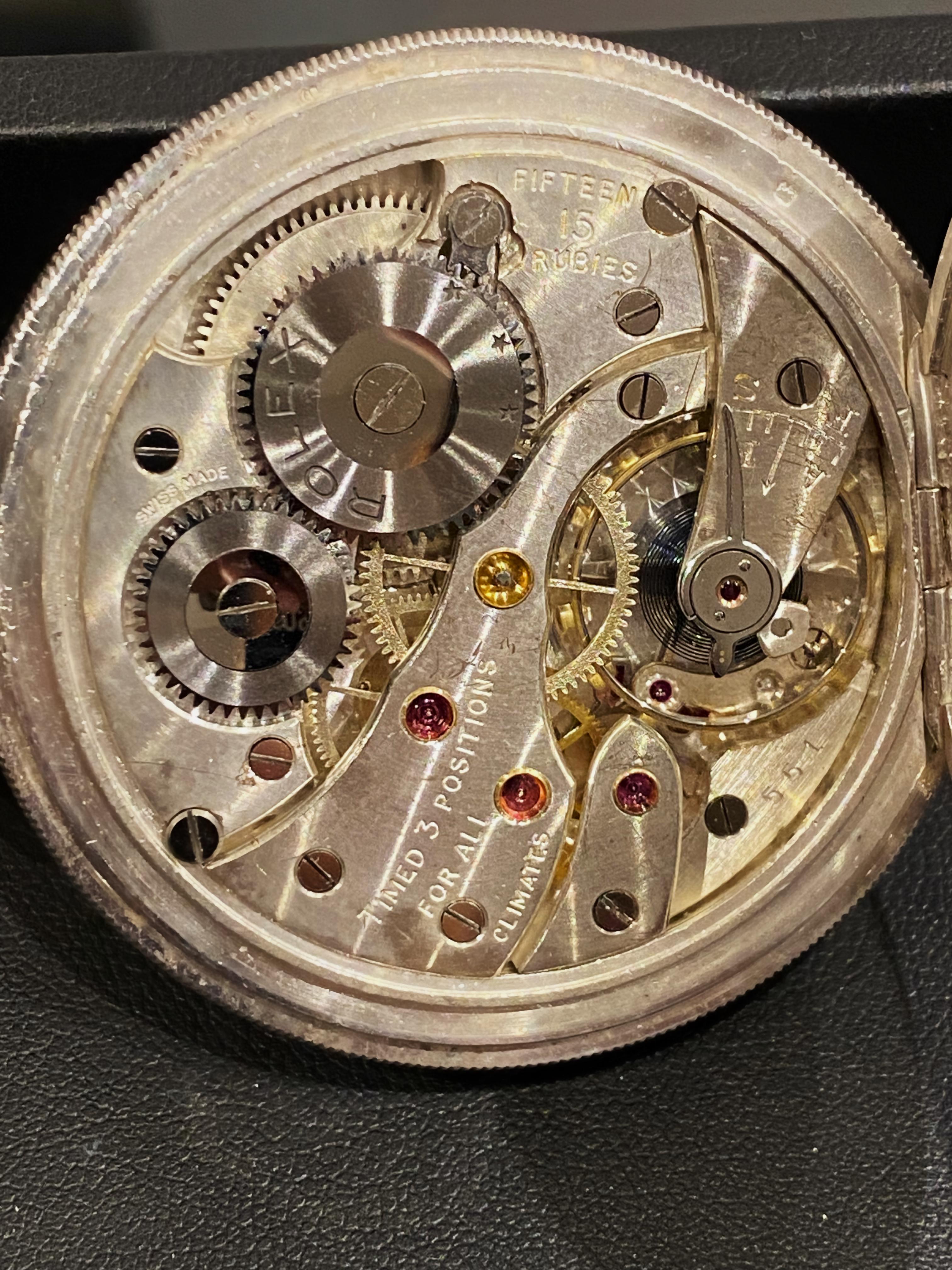 Rolex Sterlingsilber-Taschenuhr Antike um 1920 Doppel Jäger Großes 53 mm Gehäuse im Zustand „Hervorragend“ in MELBOURNE, AU
