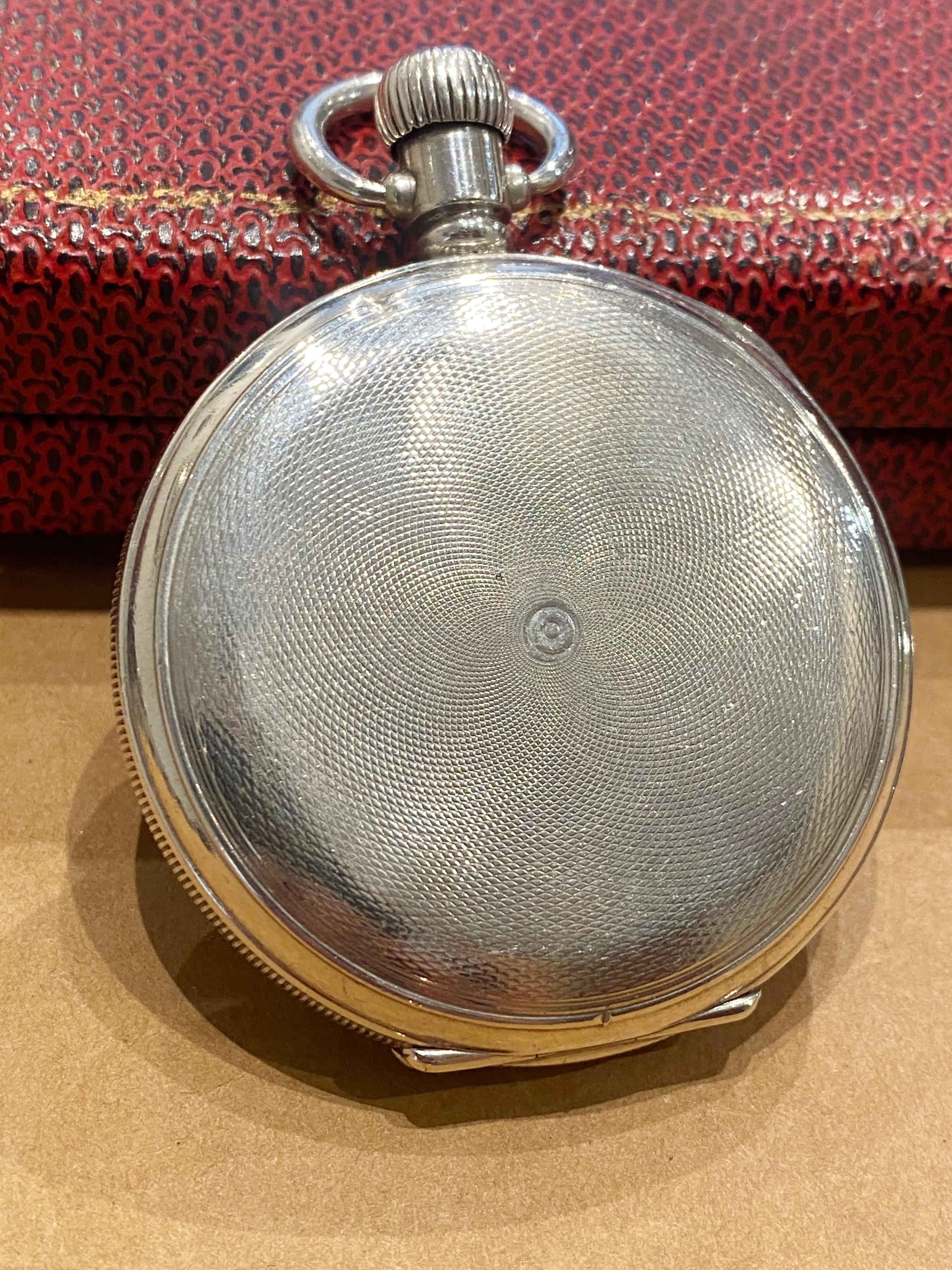 Rolex Sterlingsilber-Taschenuhr Antike um 1920 Doppel Jäger Großes 53 mm Gehäuse 1