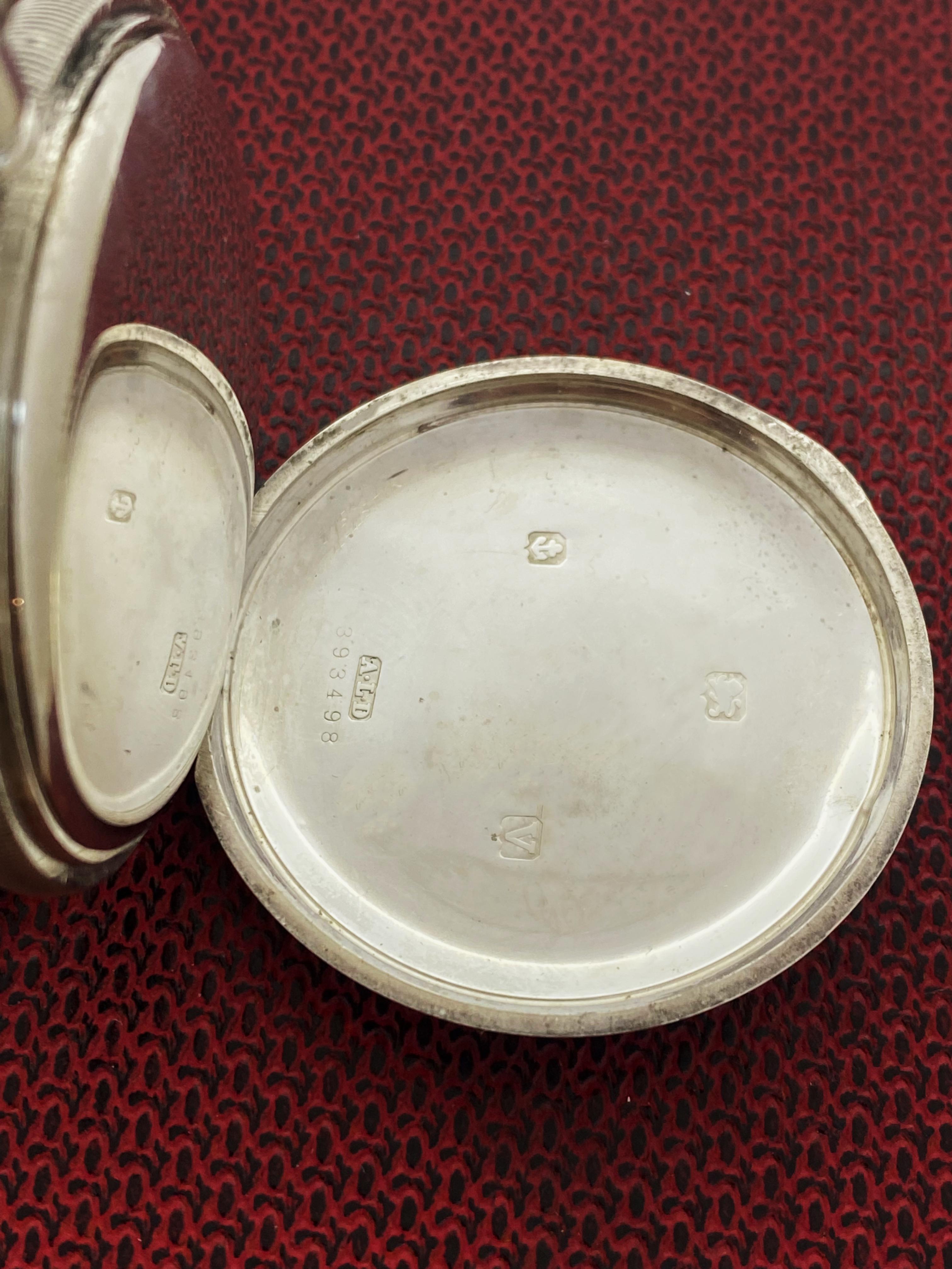 Rolex Sterlingsilber-Taschenuhr Antike um 1920 Doppel Jäger Großes 53 mm Gehäuse 2
