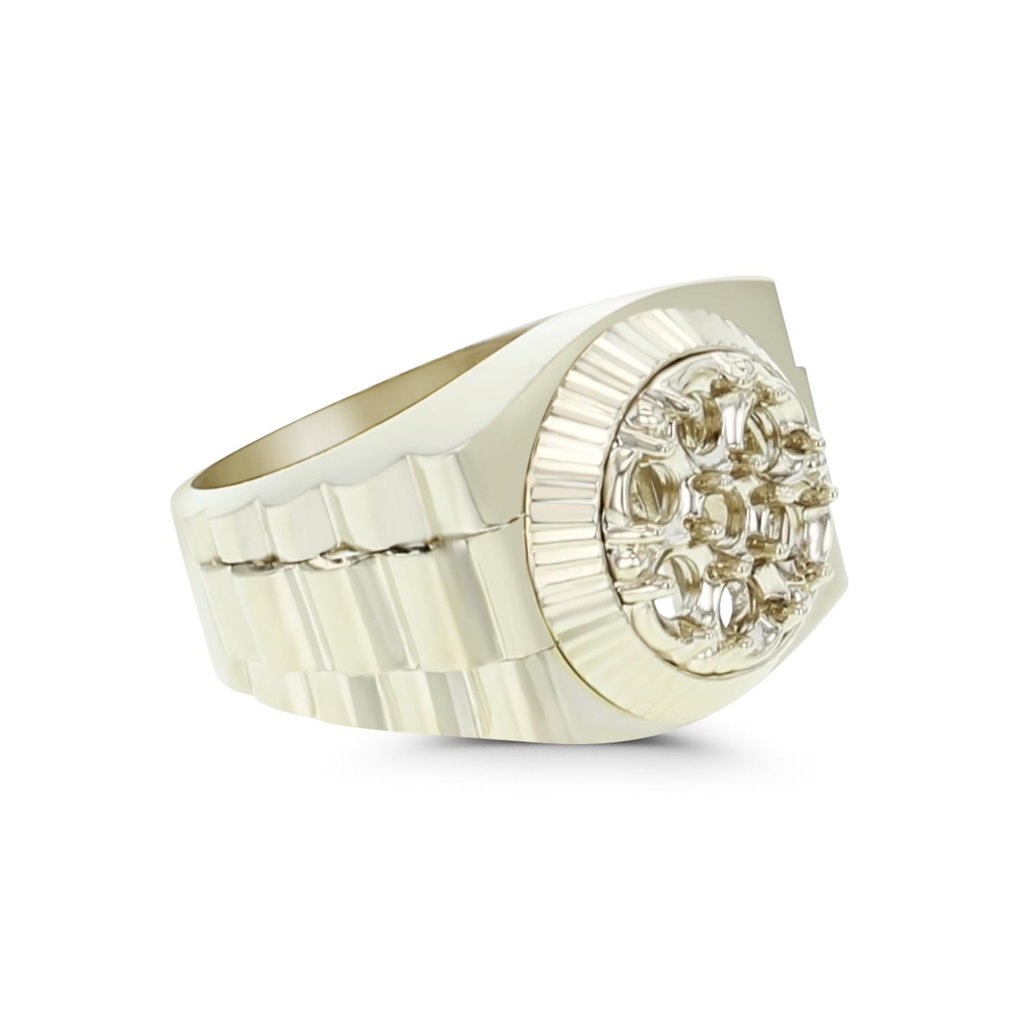 Women's or Men's Rolex Style Presidential Diamond Mens Ring 14k White Gold