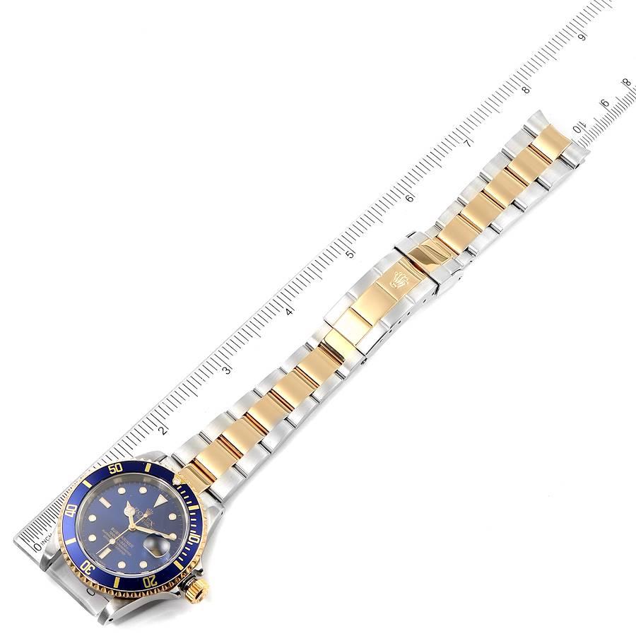 Rolex Submarine Blue Dial Steel Yellow Gold Men's Watch 16613 Box Papers For Sale 7