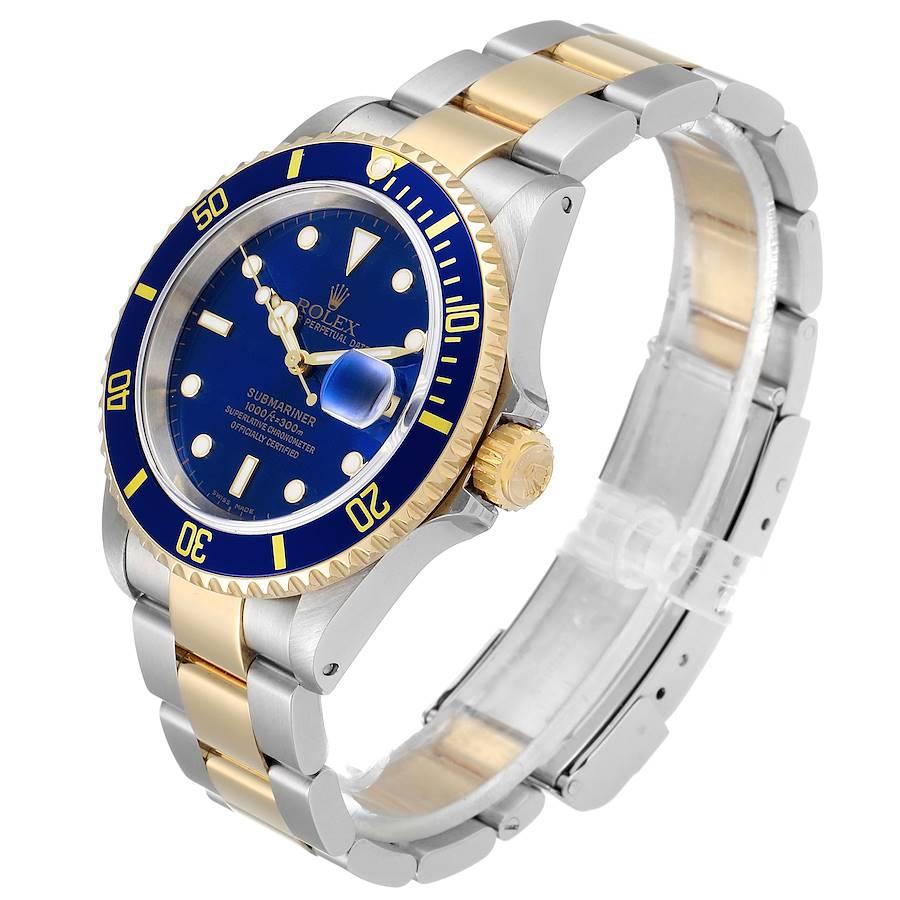 Rolex Submarine Blue Dial Steel Yellow Gold Men's Watch 16613 Box Papers For Sale 1