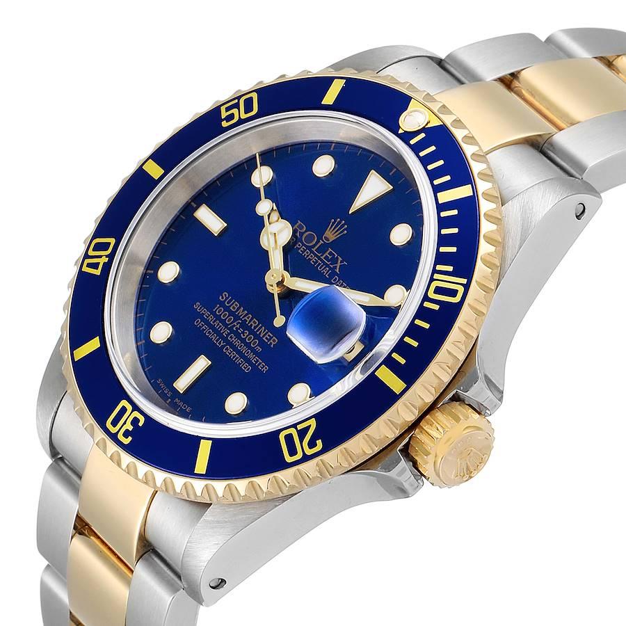 Rolex Submarine Blue Dial Steel Yellow Gold Men's Watch 16613 Box Papers For Sale 2