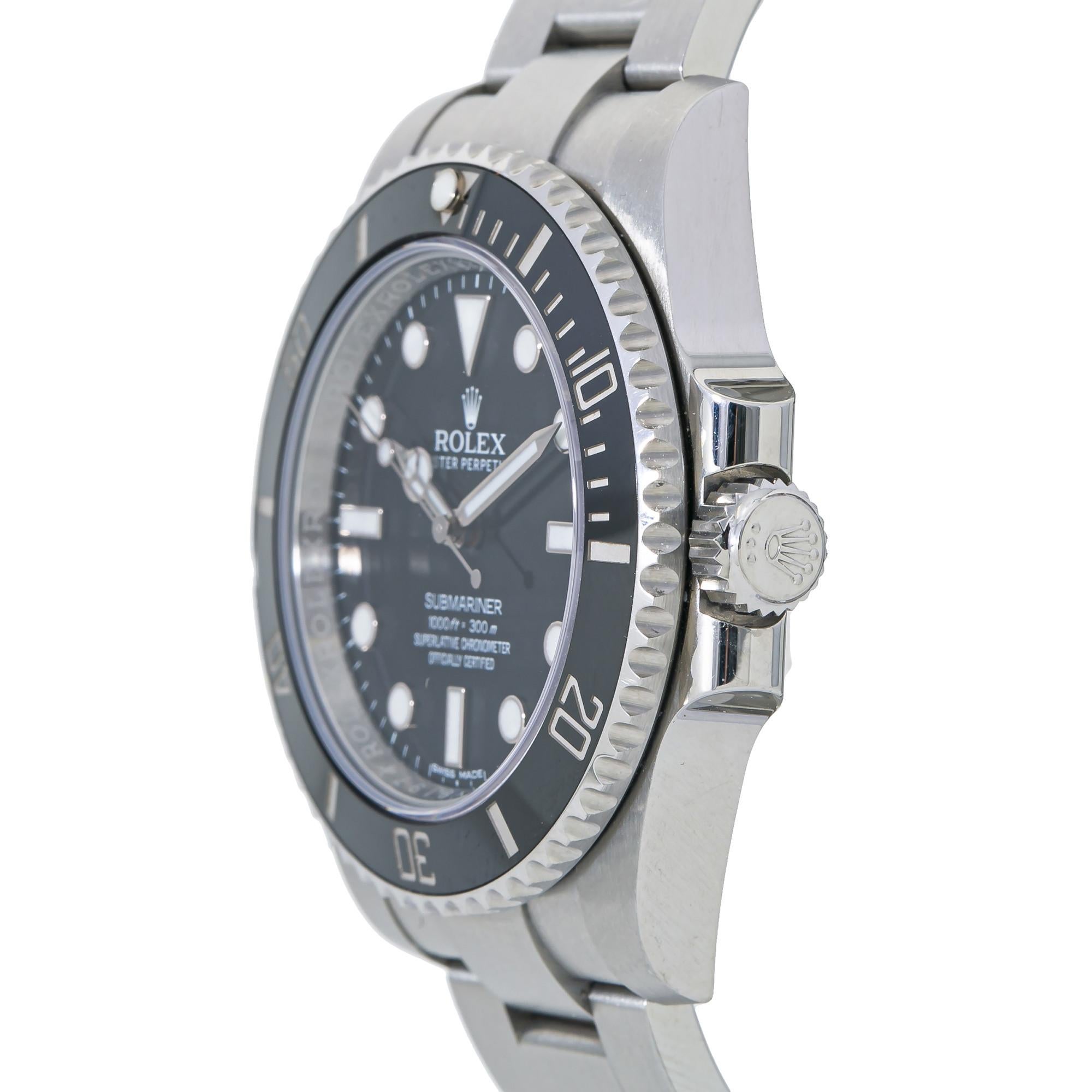 Rolex Submariner 114060, Black Dial, Certified and Warranty In Excellent Condition In Miami, FL
