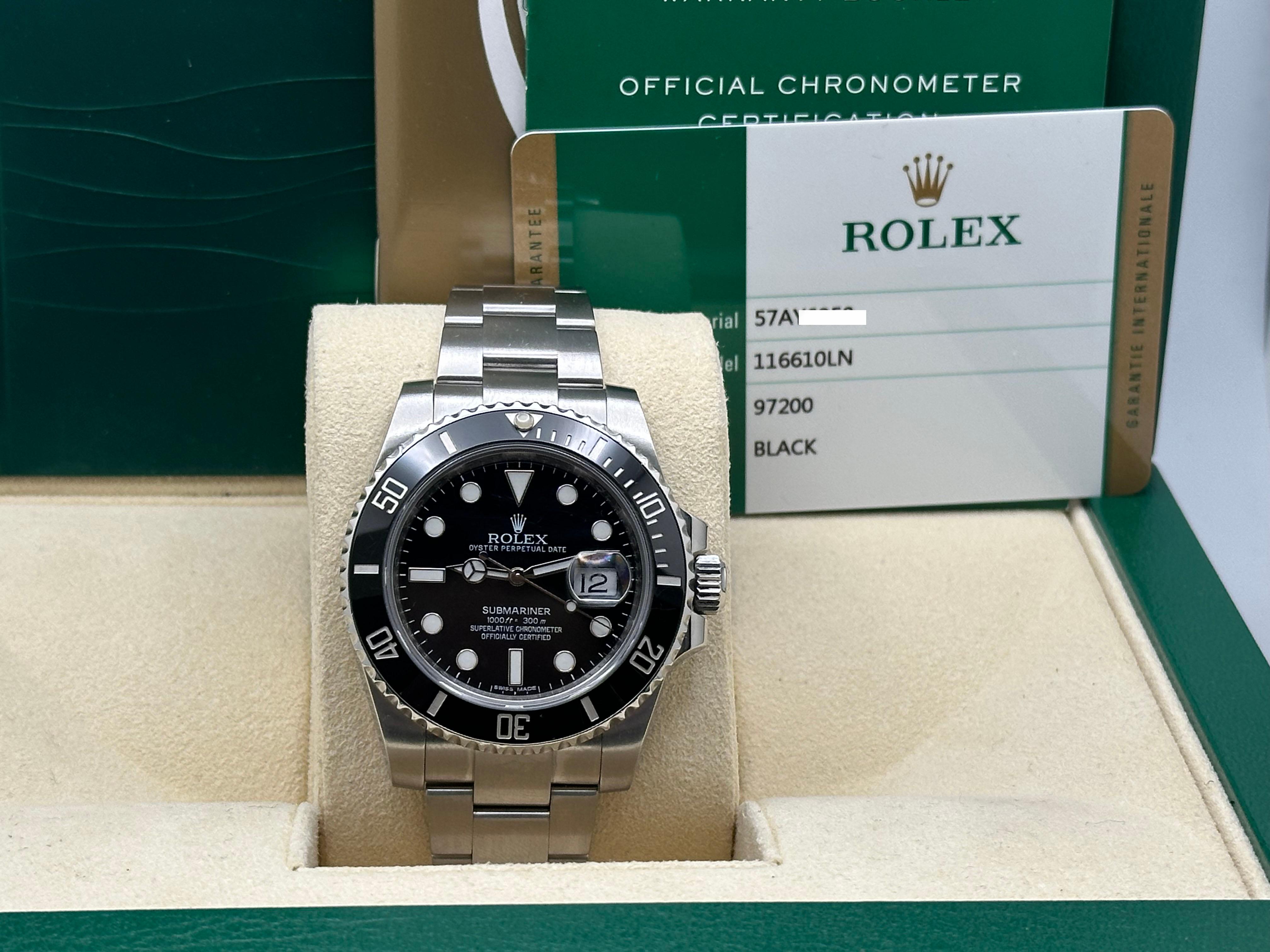 Rolex Submariner 116610 40mm Black Ceramic Stainless Steel Box Paper 2015 In Excellent Condition In San Diego, CA