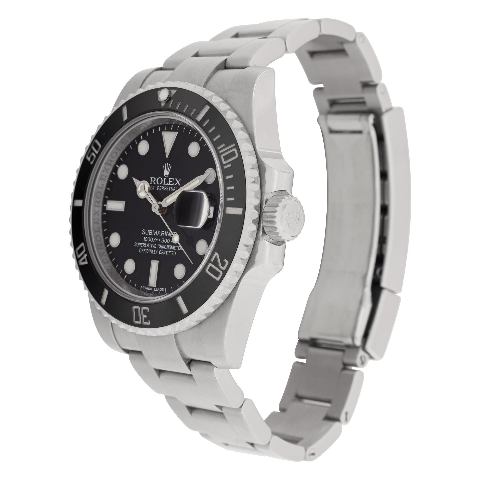 Rolex Submariner in stainless steel with black ceramic bezel & dial. Auto w/ sweep seconds and date. 40 mm case size. **Bank wire only at this price** Ref 116610. Circa 2010s. Fine Pre-owned Rolex Watch. Certified preowned Sport Rolex Submariner