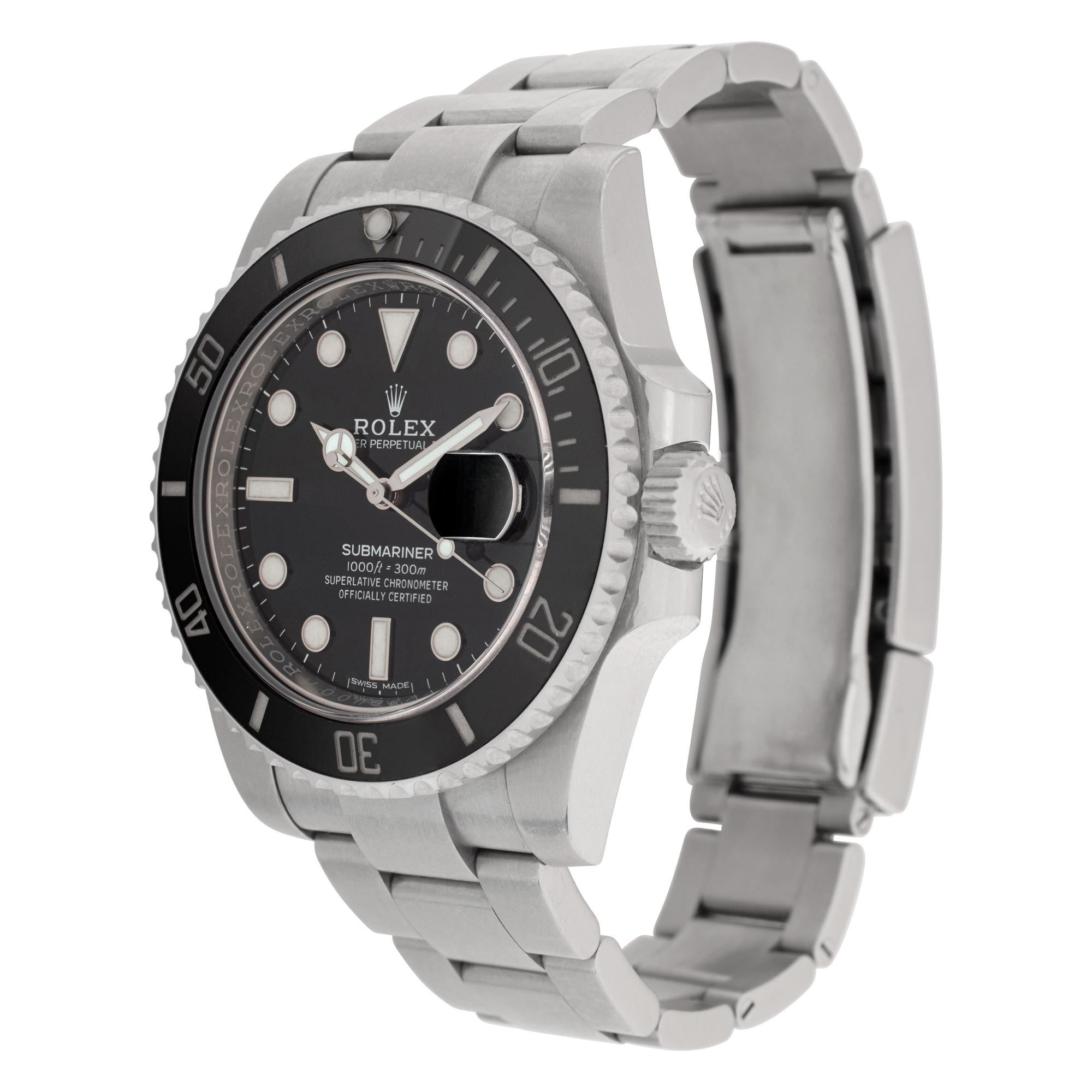 Rolex Submariner in stainless steel with black ceramic bezel & dial.  Auto w/ sweep seconds and date. 40 mm case size. **Bank wire only at this price** Ref 116610. Circa 2010s. Fine Pre-owned Rolex Watch. Certified preowned Sport Rolex Submariner