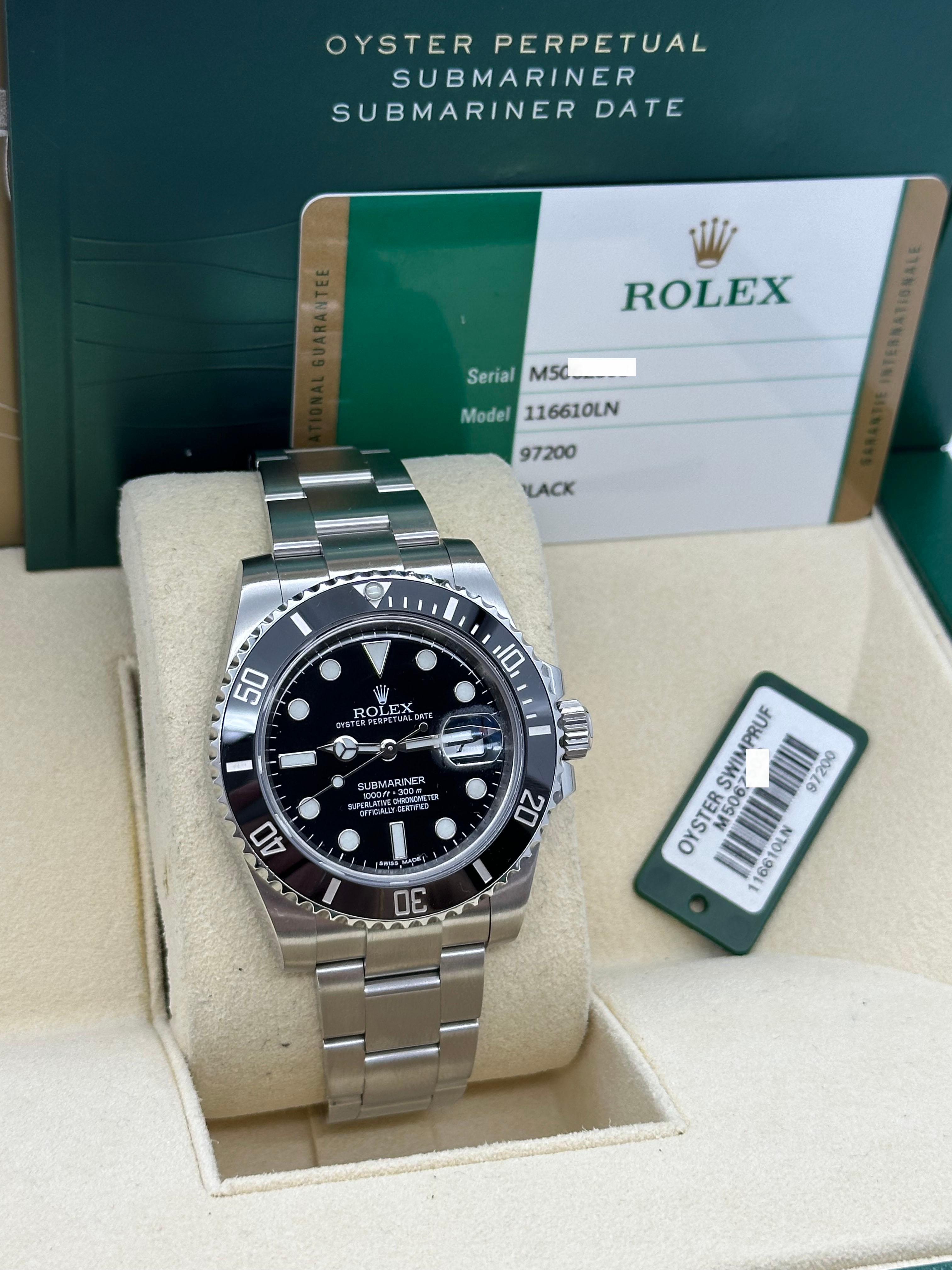 Rolex Submariner 116610 Black Ceramic 40mm Stainless Steel Box Paper 2014 In Excellent Condition In San Diego, CA