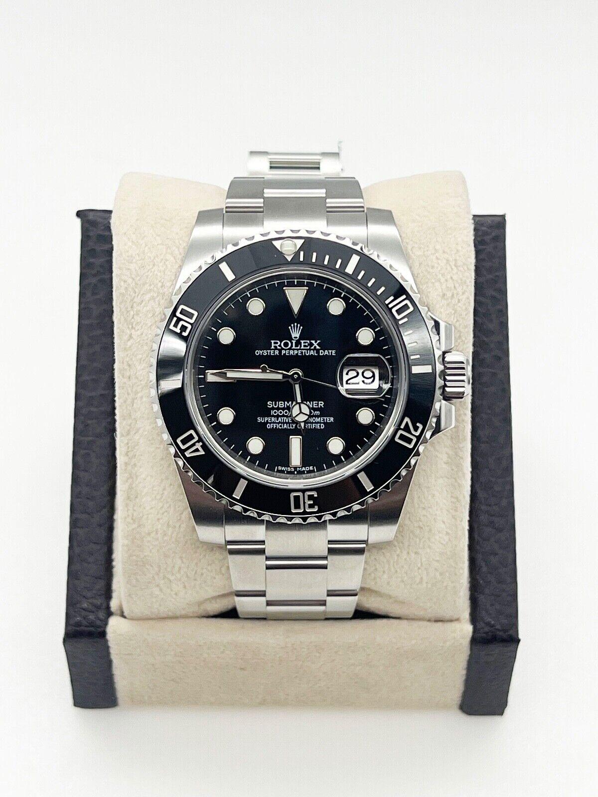 Rolex Submariner 116610 Black Ceramic Stainless Box Paper 2016 In Excellent Condition For Sale In San Diego, CA