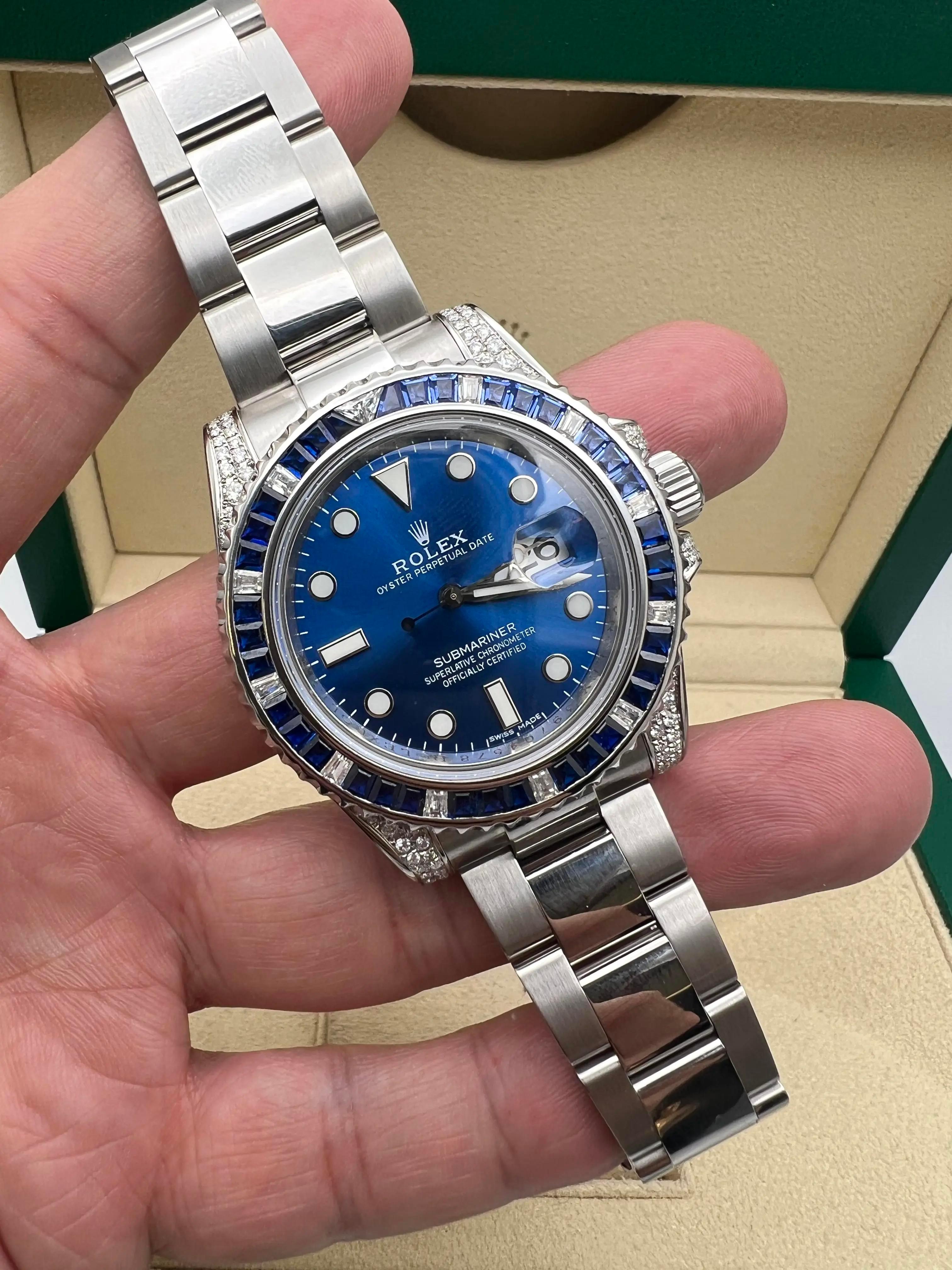 Estilo Rolex Submariner 116610 Zafiros Diamantes Bisel y Esfera Personalizados 116659SABR en venta 6