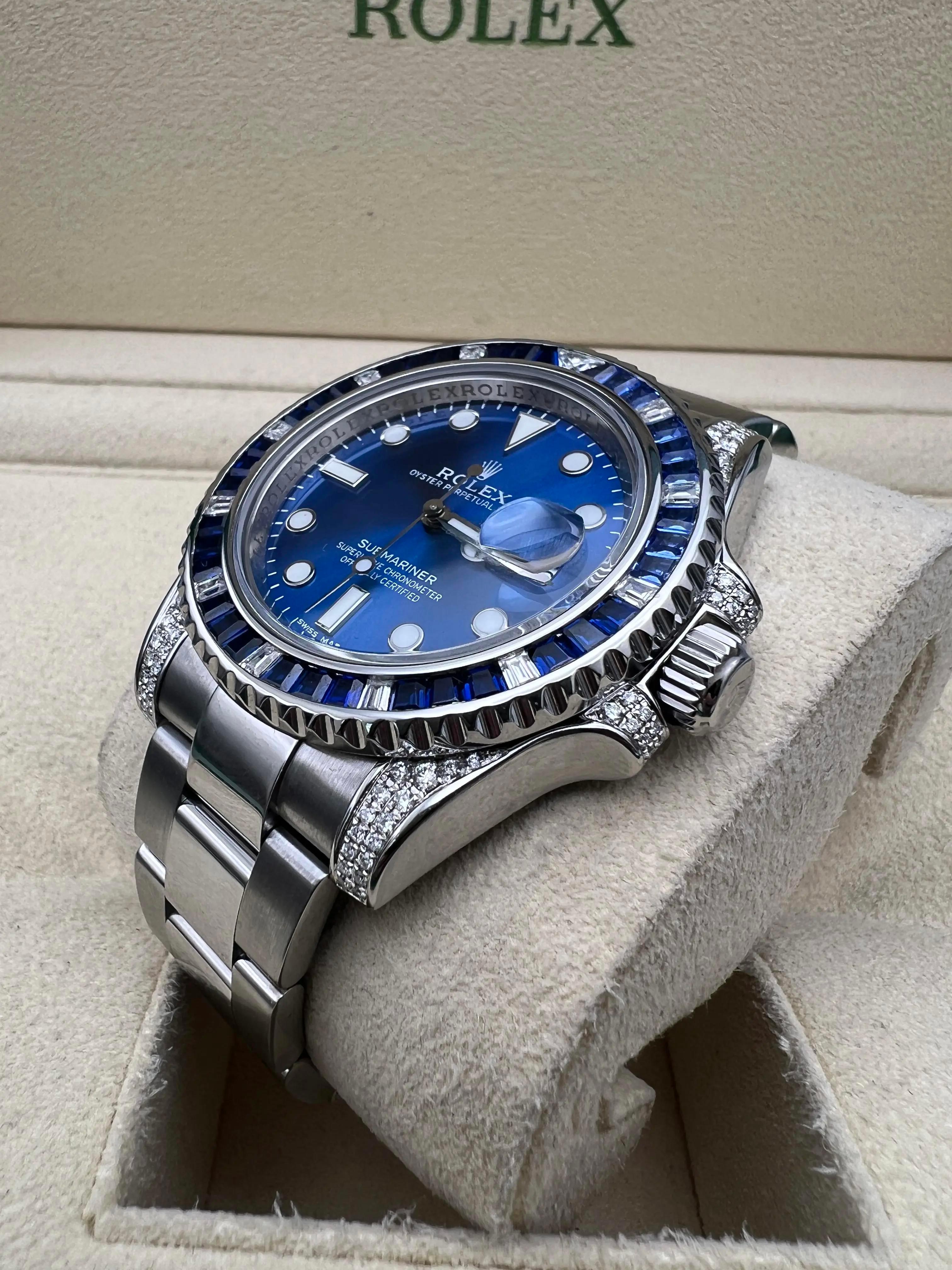 Femenino o masculino Estilo Rolex Submariner 116610 Zafiros Diamantes Bisel y Esfera Personalizados 116659SABR en venta
