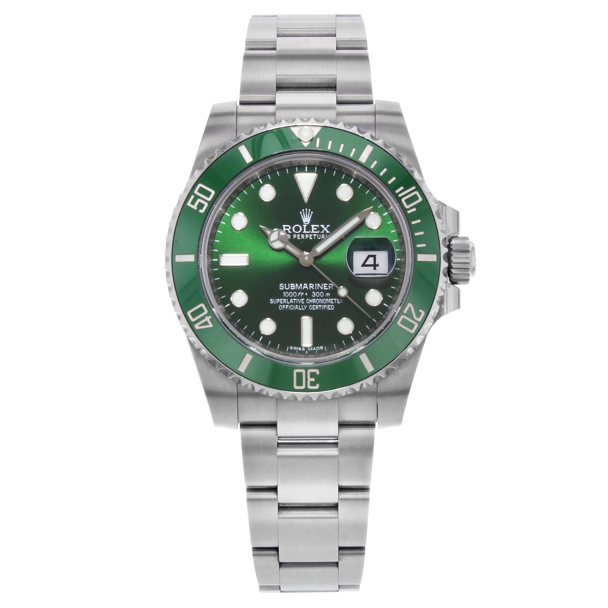 Rolex Submariner 116610LV Hulk Green Steel Ceramic Automatic Men's Watch
