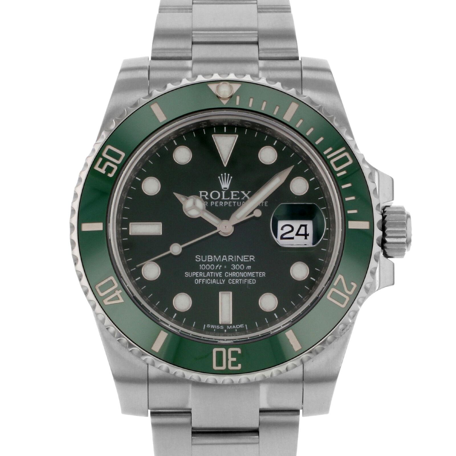 This never been worn Rolex Submariner 116610V is a beautiful men's timepiece that is powered by an automatic movement which is cased in a stainless steel case. It has a round shape face, date dial and has hand sticks & dots style markers. It is
