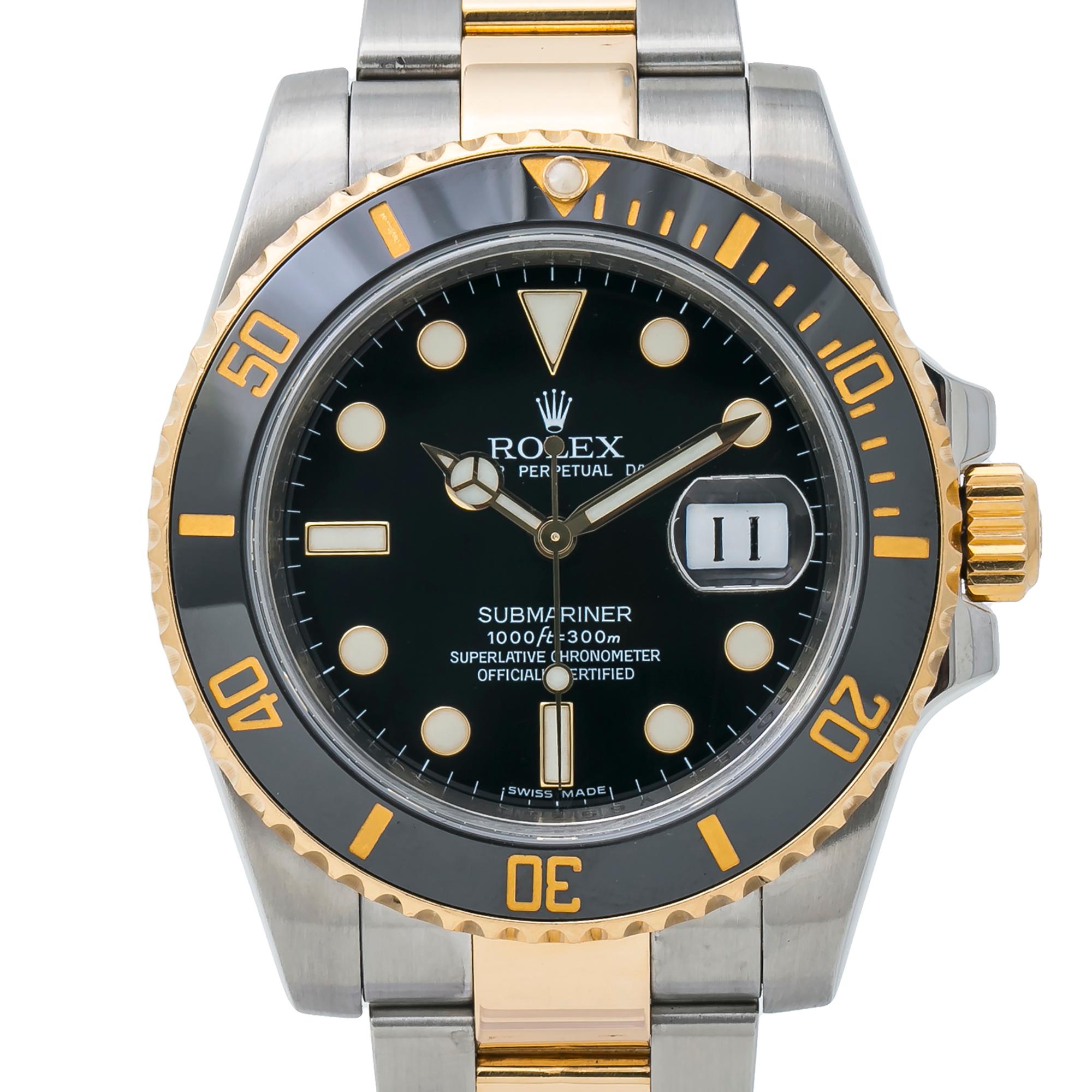 Rolex Submariner 116613 18K Two Tone Automatic Mens Watch 40mm Box & Card 2011