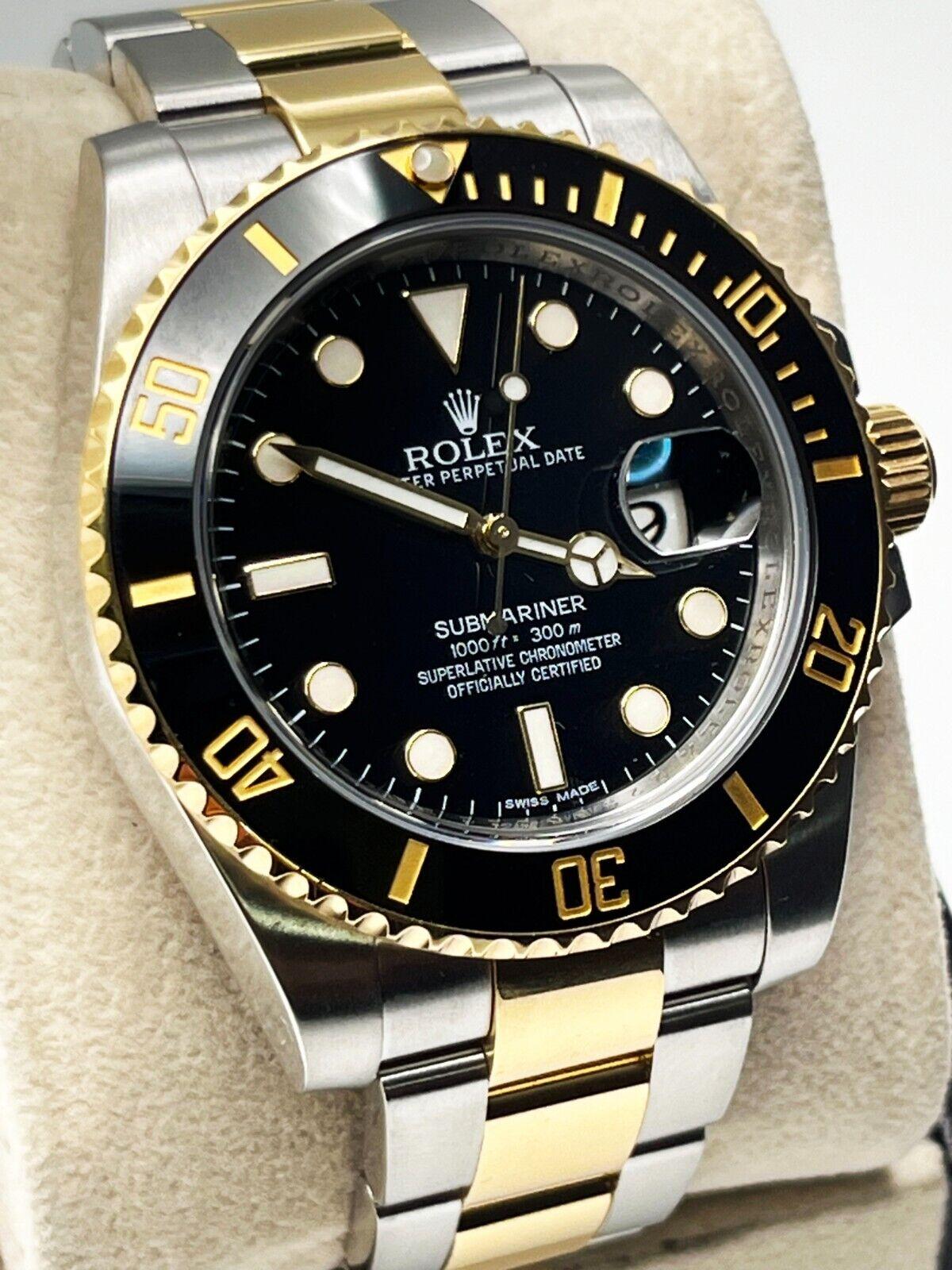 Rolex Submariner 116613, boîte en acier, céramique noire et or jaune 18 carats, 2015 en vente 1