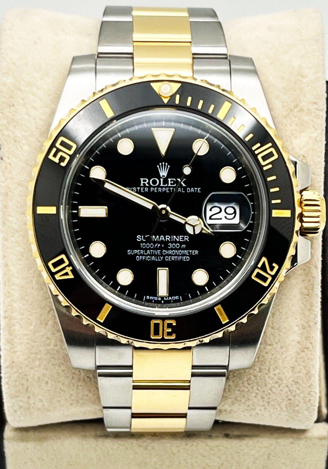 Rolex Submariner 116613, boîte en acier, céramique noire et or jaune 18 carats, 2015 en vente 2