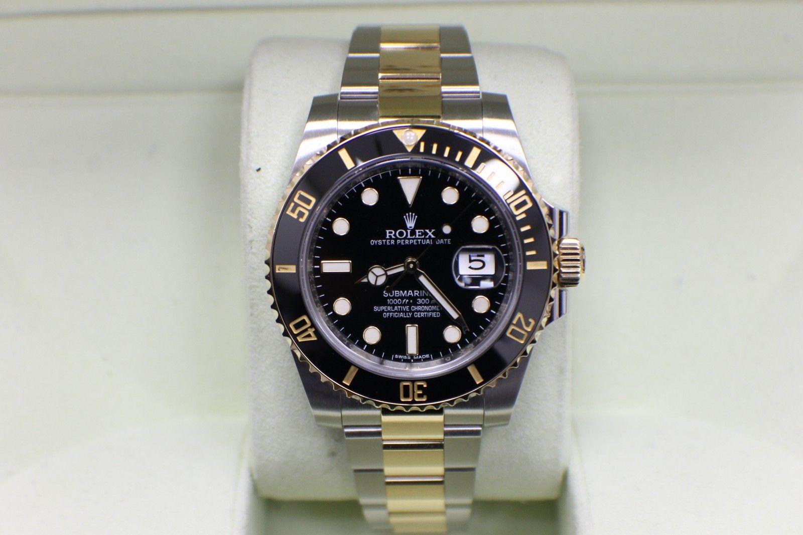 Style Number: 116613
Serial: 5381Q***
Year: 2016
Model: Submariner
Case Material: Stainless Steel
Band: 18K Yellow Gold & Stainless Steel
Bezel: Black Ceramic 
Dial: Black
Face: Sapphire Crystal 
Case Size: 40mm 
Includes: 
-Rolex Box &
