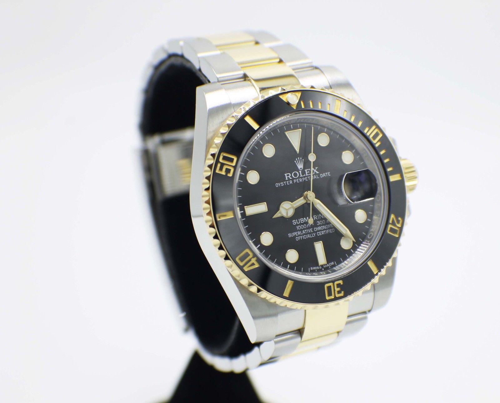 Rolex Submariner 116613 Black Ceramic 18K Yellow Gold & Steel Box & Papers 2016 In Excellent Condition In San Diego, CA
