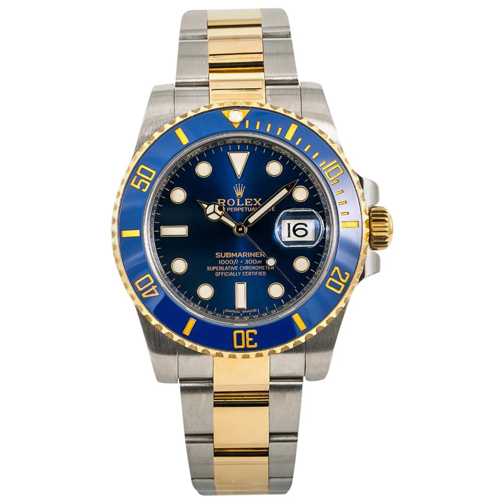 Rolex Submariner 116613 Ceramic Blue Automatic Watch 18k Two-Tone with Papers