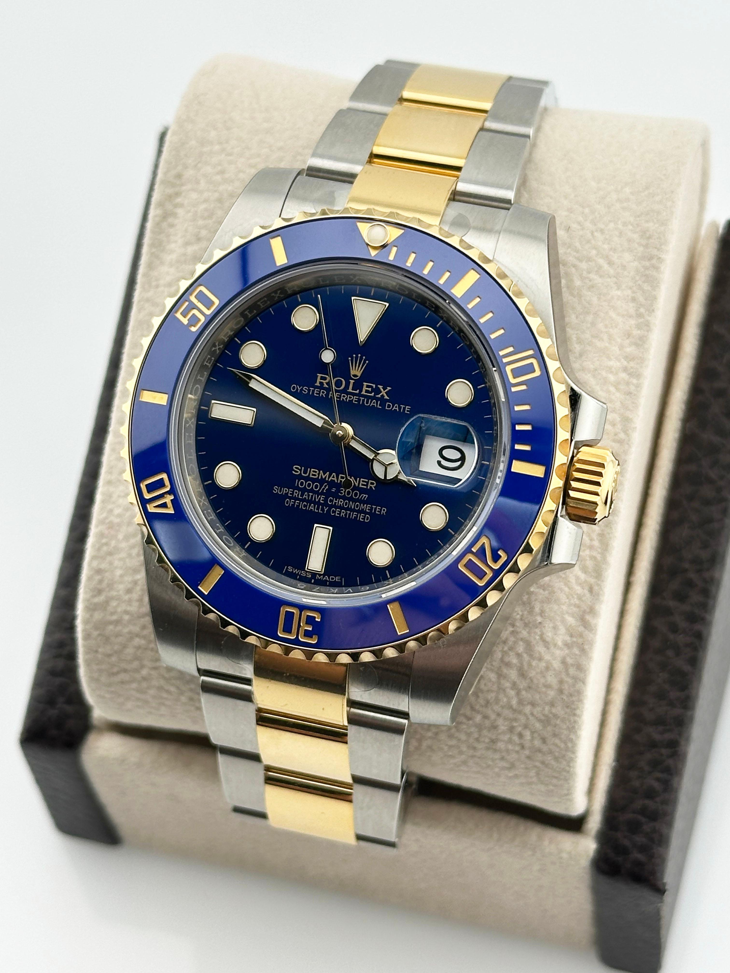Rolex Submariner 116613LB 40mm Blu 18K Oro Acciaio Scatola Documenti COMPLETA STICKERS in vendita 1