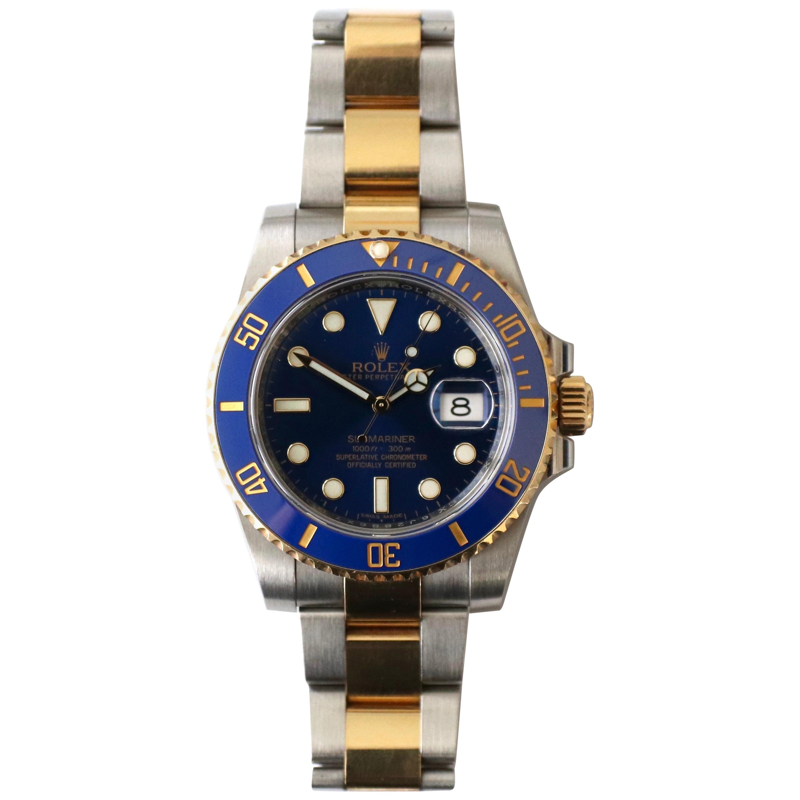 Rolex Submariner 116613LB Two-Tone Ceramic Blue Bezel, Blue Dial Box Papers