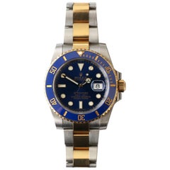 Used Rolex Submariner 116613LB Two-Tone Ceramic Blue Bezel, Blue Dial Box Papers