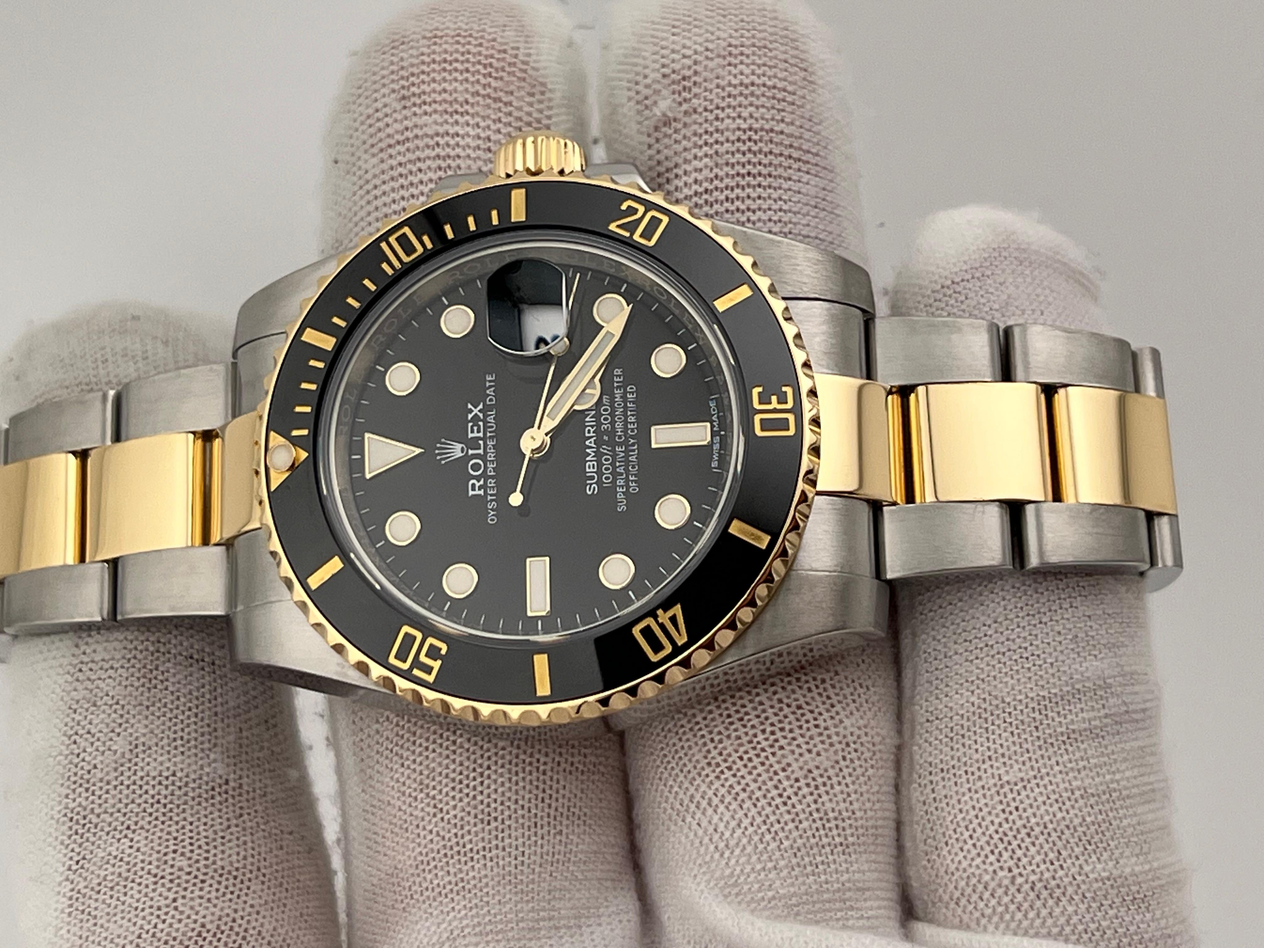 Rolex Submariner 116613LN 40mm Black Ceramic 18K Yellow Gold Stainless Box Paper 1