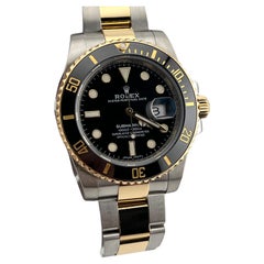 Rolex Submariner 116613LN 40mm Black Ceramic 18K Yellow Gold Stainless Box Paper