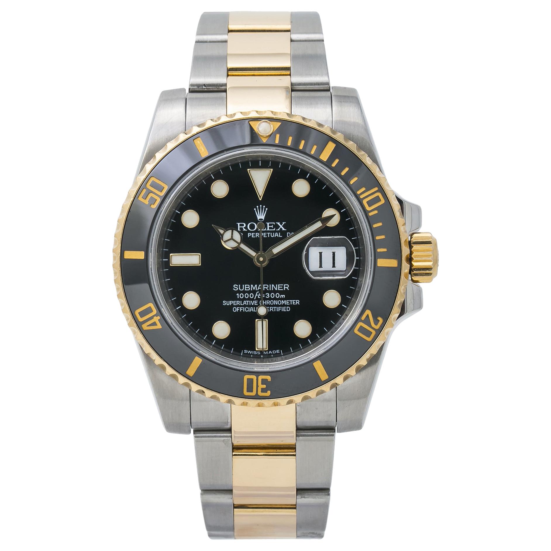 Rolex Submariner 116613LN Papers Ceramic Men's Watch 18 Karat Two Tone