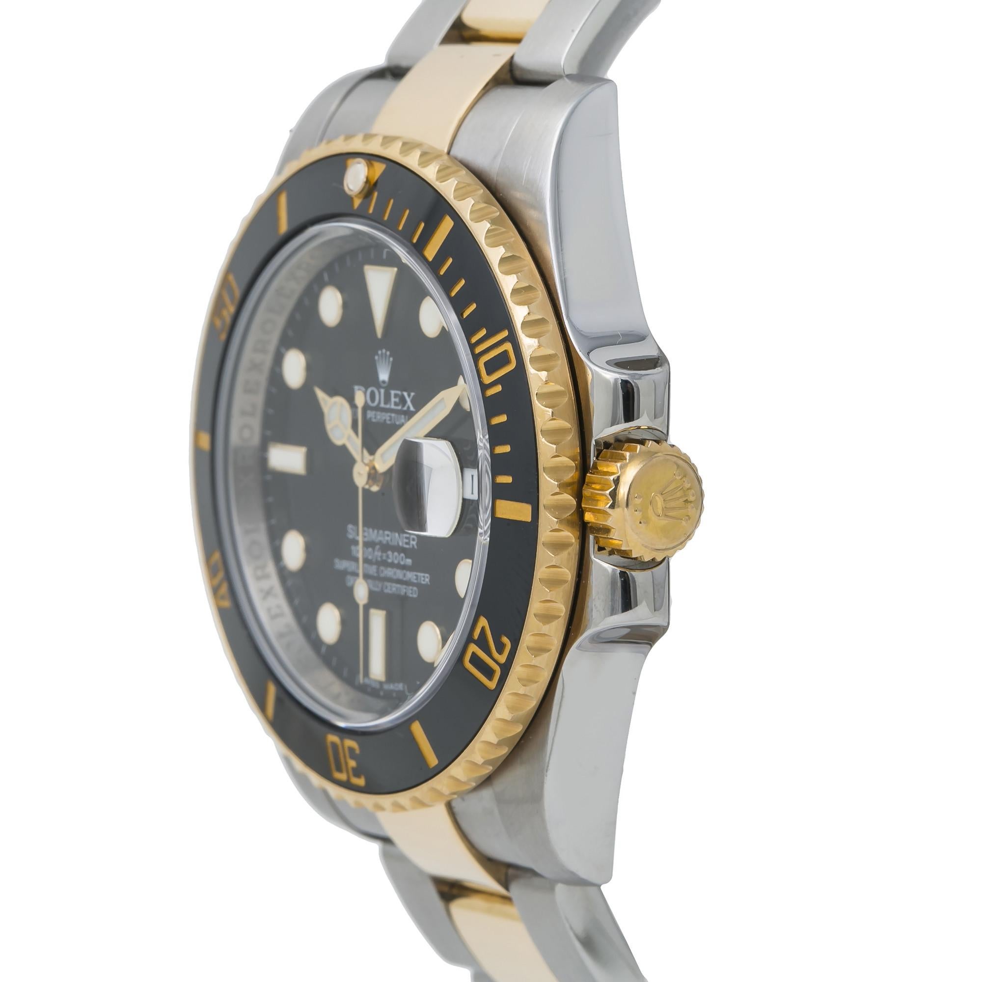 Modern Rolex Submariner 116613LN Papers Ceramic Men's Watch 18 Karat Two Tone