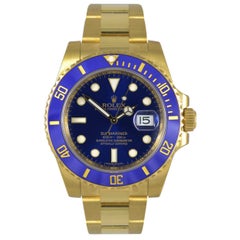Rolex Submariner 116618LB 18 Karat Yellow Gold Blue Dial Automatic Men's Watch