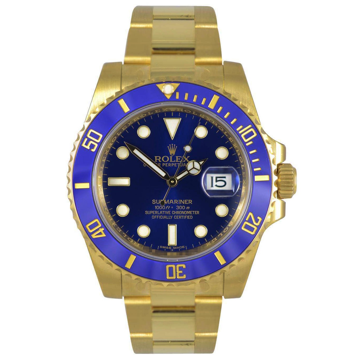 Rolex Submariner 116618LB 18 Karat Yellow Gold Blue Dial Automatic Men's  Watch at 1stDibs | rolex submariner blue, rolex submariner gold and blue,  gold watch blue face