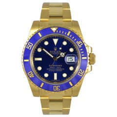 Used Rolex Submariner 116618LB 18 Karat Yellow Gold Blue Dial Automatic Men's Watch