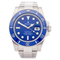 Rolex Submariner 116619LB Men White Gold Smurf Watch