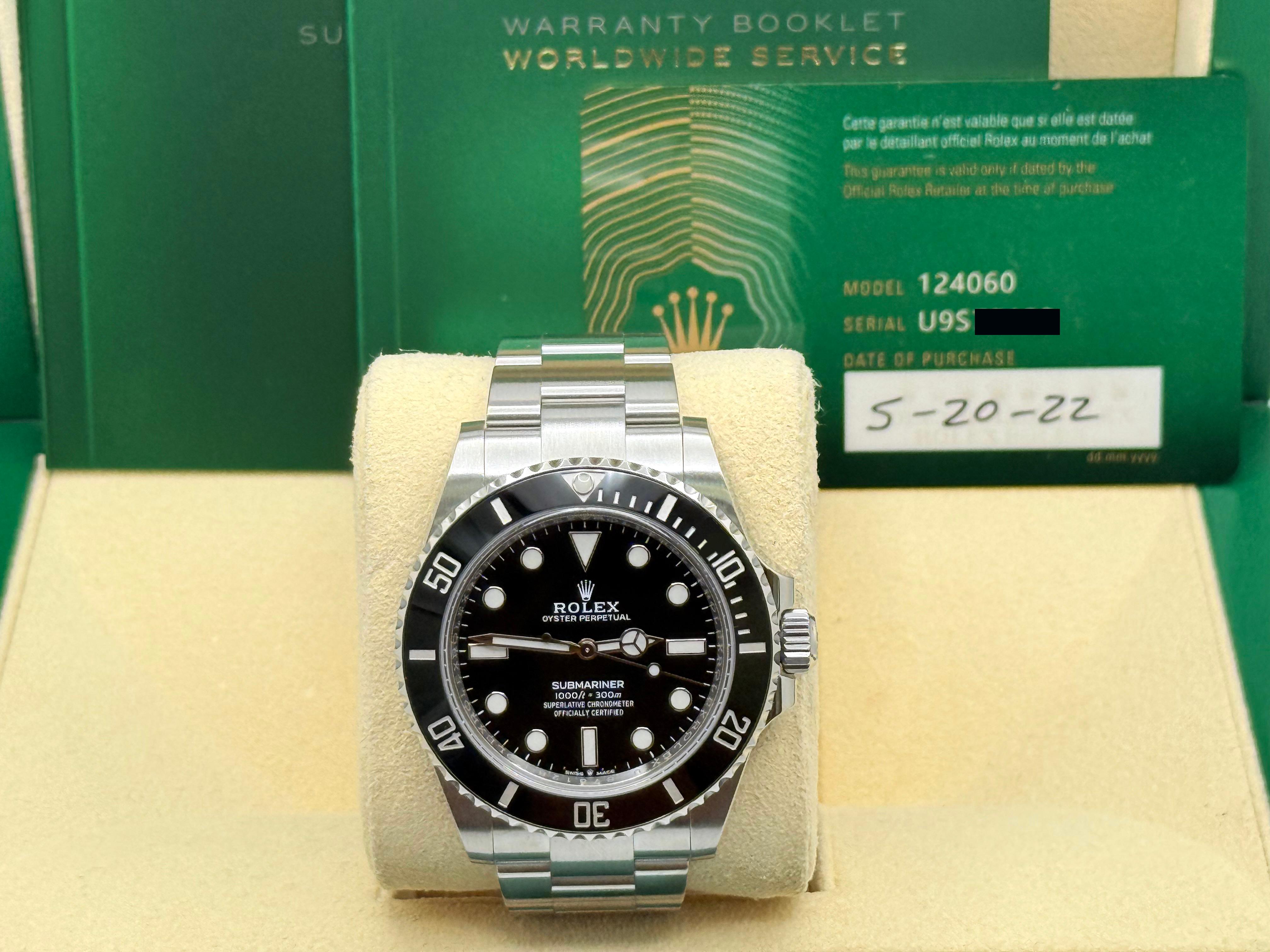 Rolex Submariner 124060 41mm Cerámica Negra Acero Inoxidable Caja Papeles 2022 en venta 1