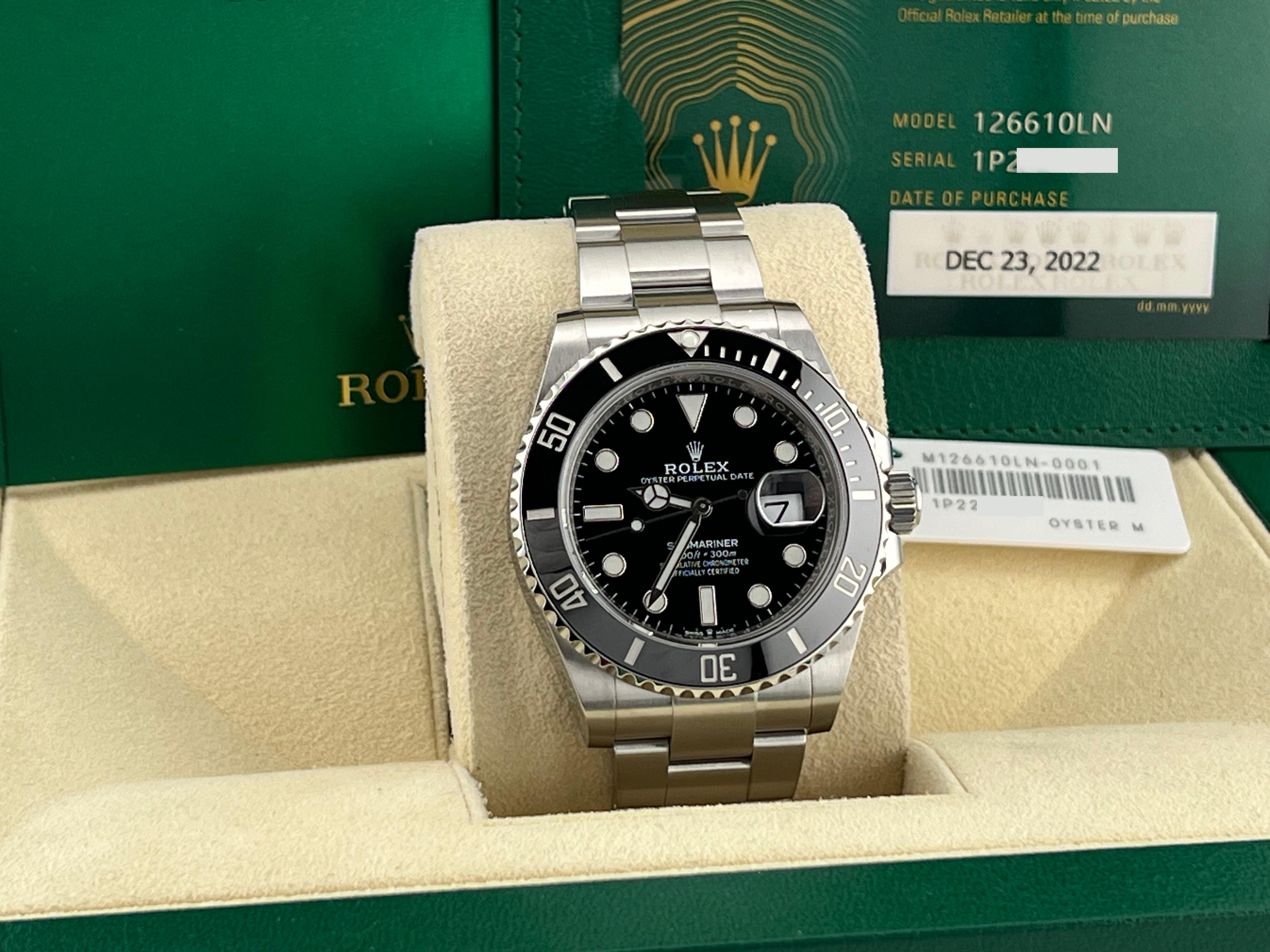 Rolex Submariner 126610LN 41mm Black Ceramic Stainless Steel Box Paper 2022 In Excellent Condition In San Diego, CA