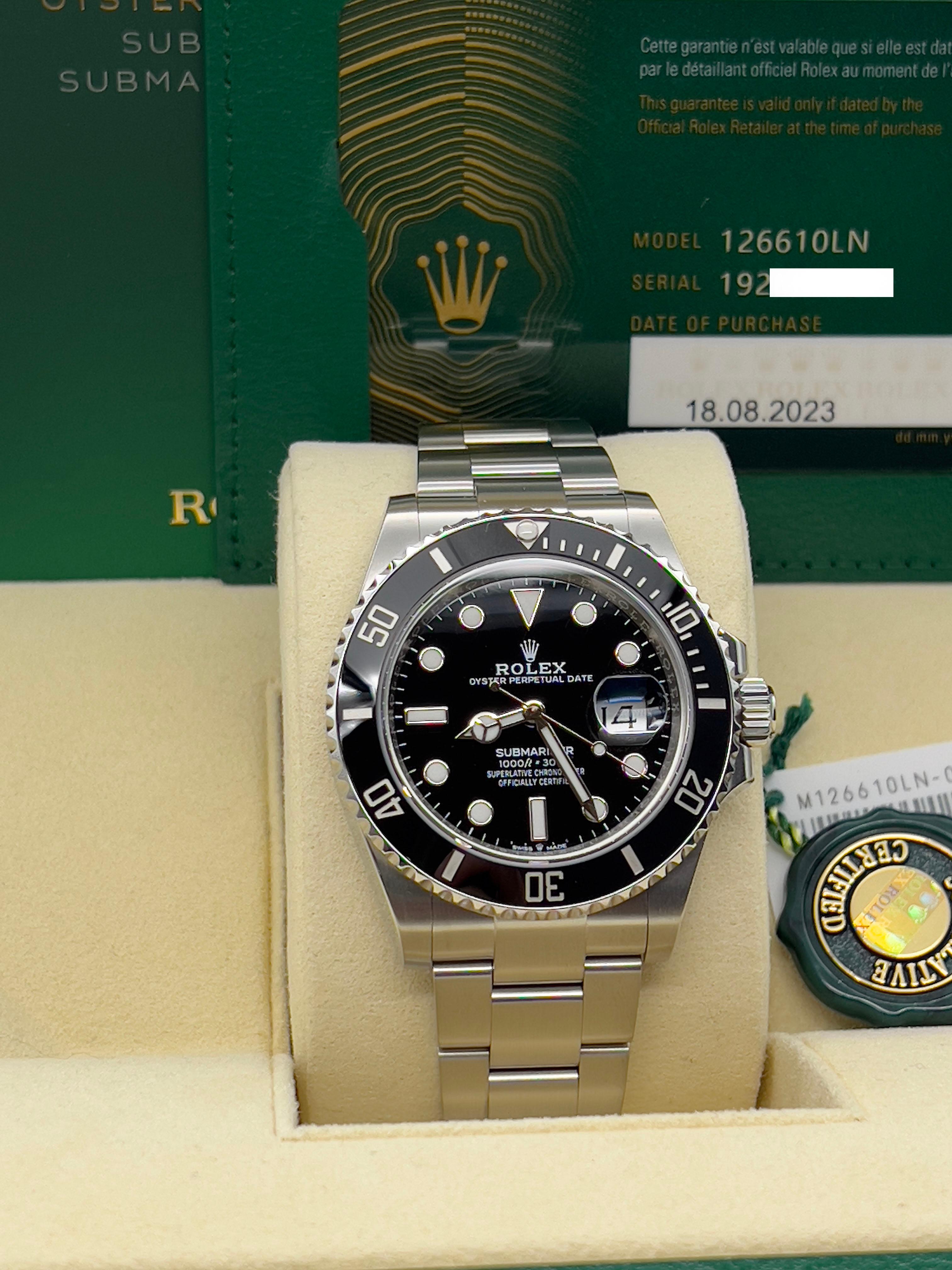Rolex Submariner 126610LN 41mm Schwarz Keramik Edelstahl Box Papier 2023 2