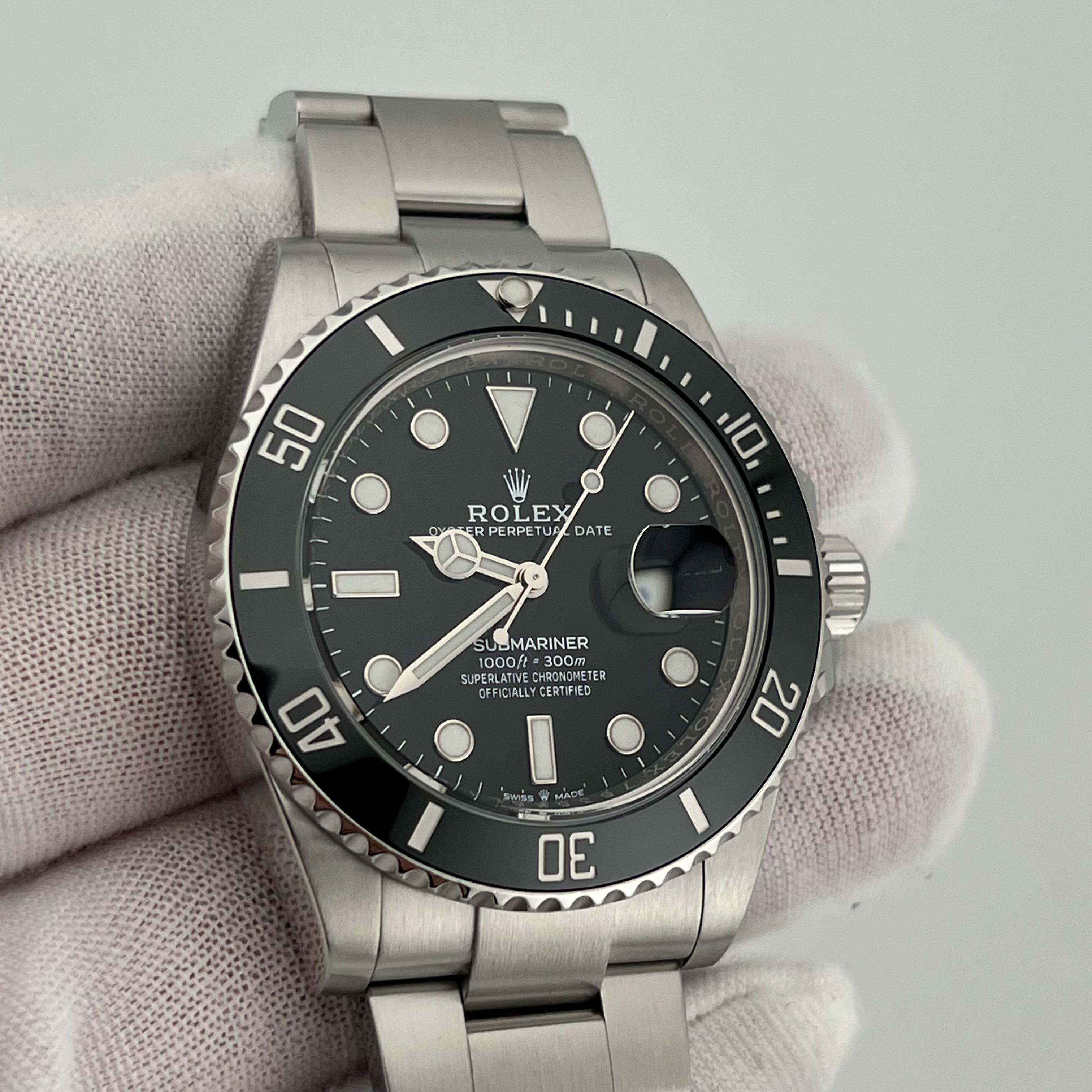 Rolex Submariner 126610LN 41mm Black Ceramic Stainless Steel Box Paper In Excellent Condition For Sale In San Diego, CA