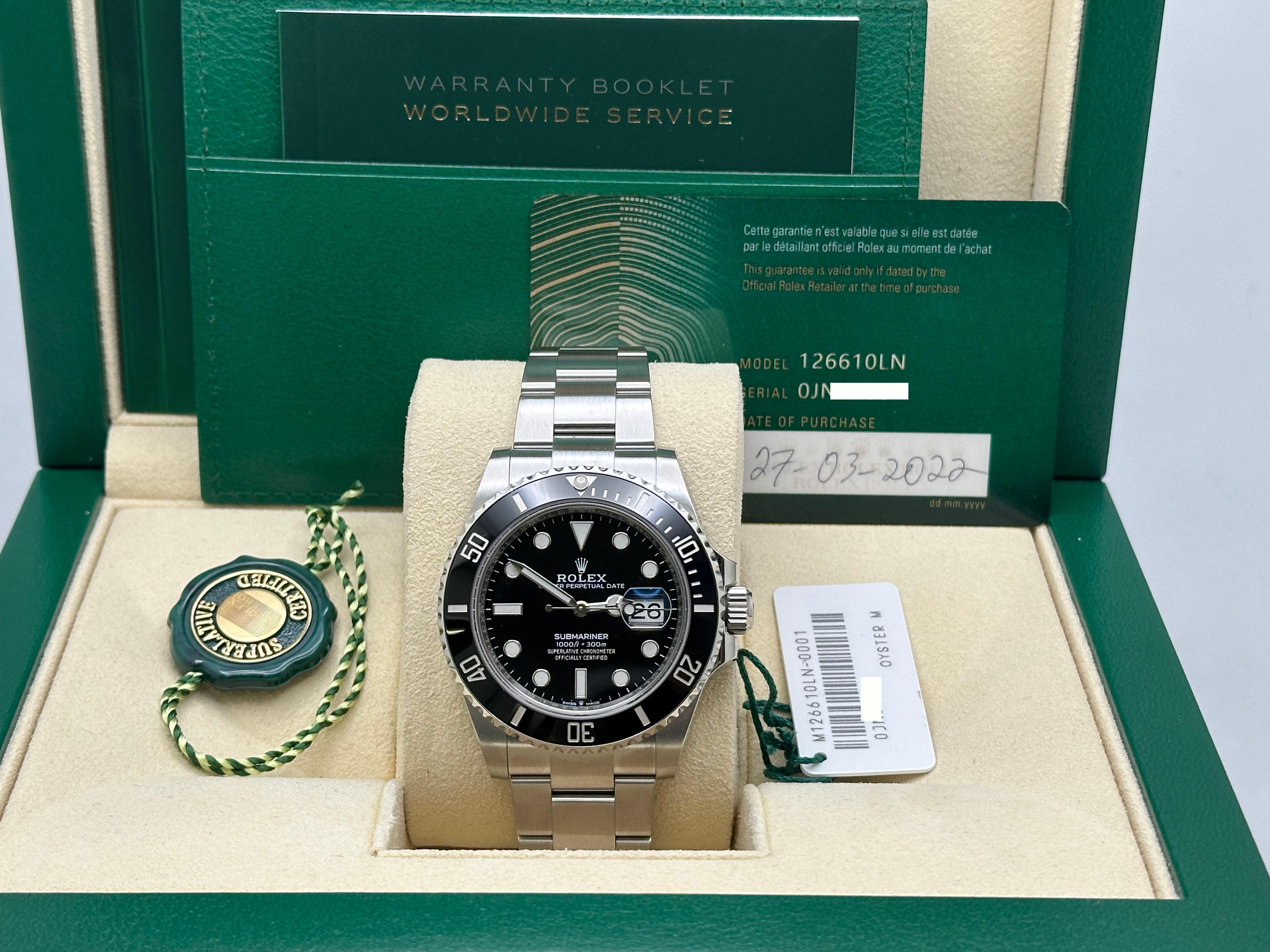 Rolex Submariner 126610LN Cerámica Negra Acero Inoxidable Caja Papel 41mm en venta 4