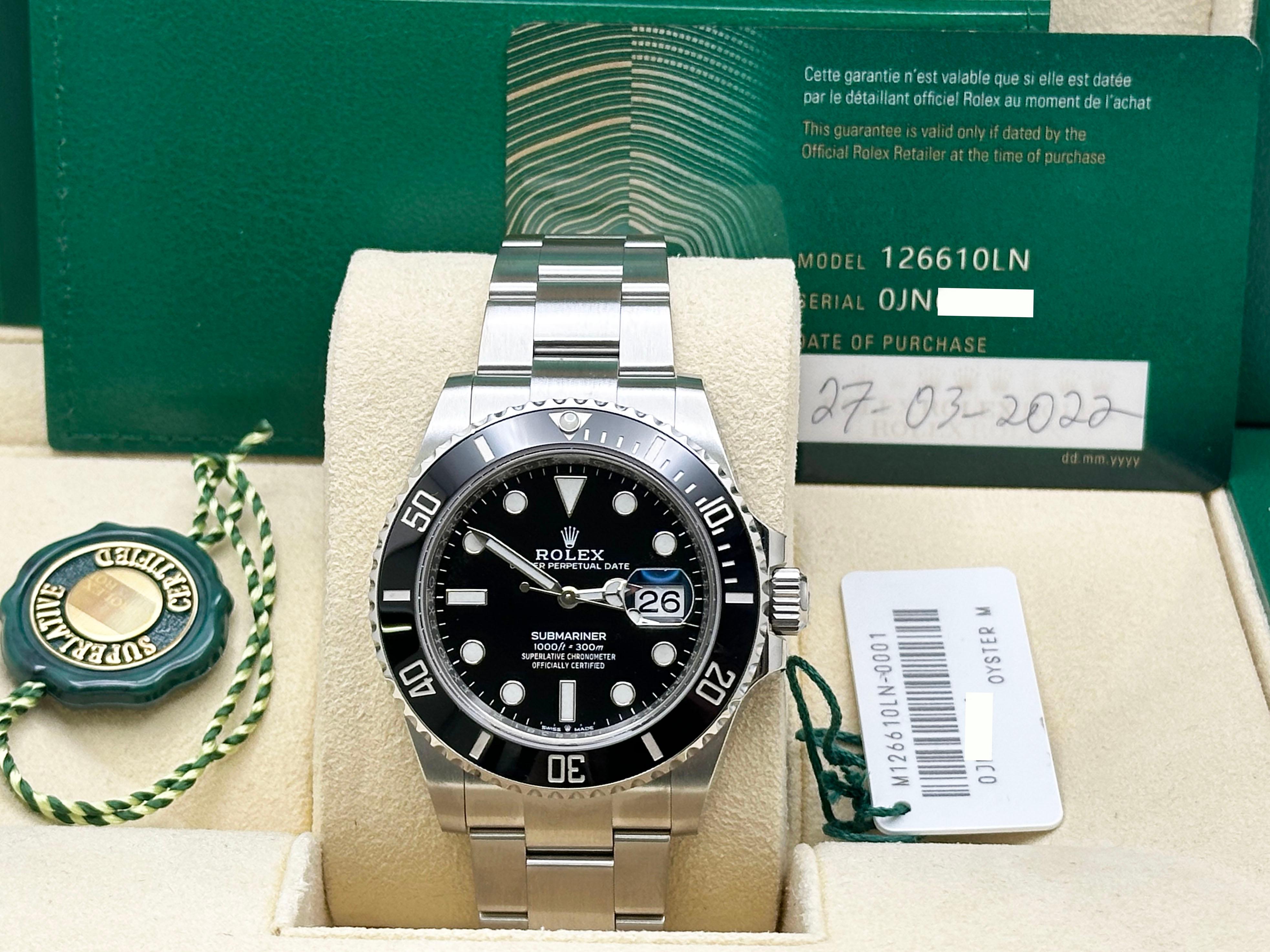 Rolex Submariner 126610LN Cerámica Negra Acero Inoxidable Caja Papel 41mm en venta 5