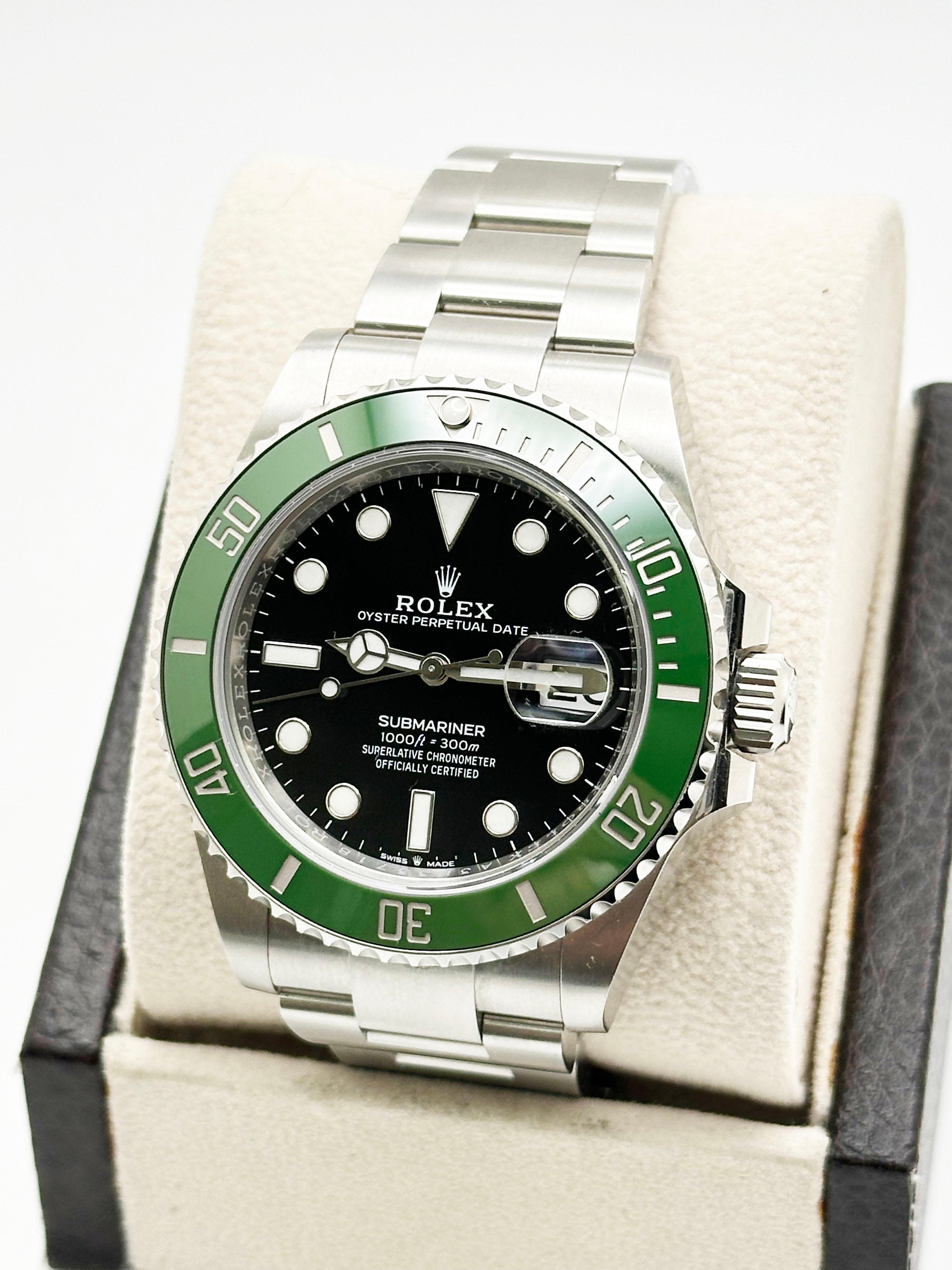 Rolex Submariner 126610LV Starbucks Ceramic Green Bezel Steel Box Paper 41mm In Excellent Condition For Sale In San Diego, CA