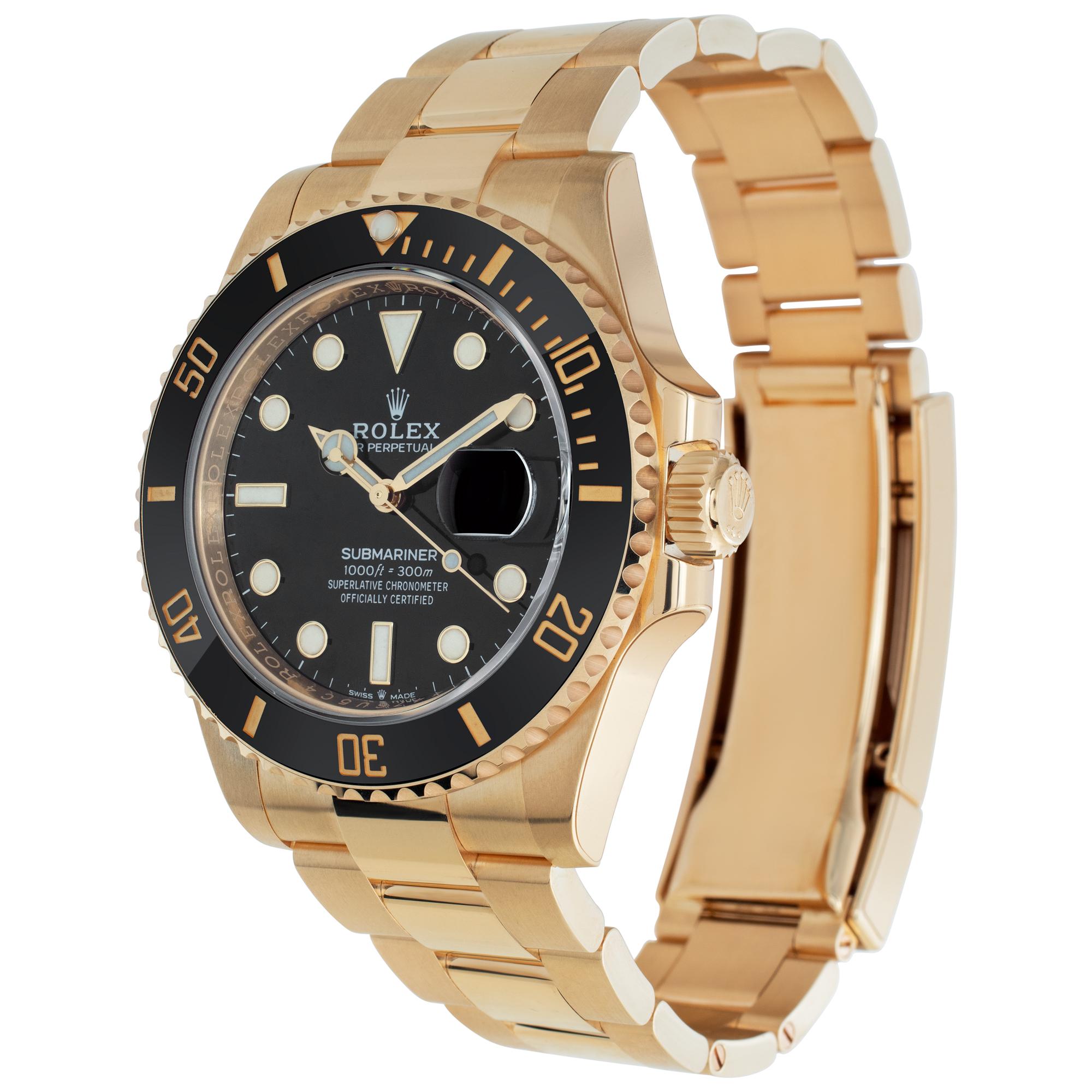 UNUSED & FULLY STICKERED! Rolex Submariner 41 in 18k yellow gold with black ceramic bezel. Auto w/ sweep seconds and date. 41 mm case size. With papers. **Bank wire only at this price** Ref 126618LN. Circa 2022. Fine Unused Rolex Watch. Unused Sport
