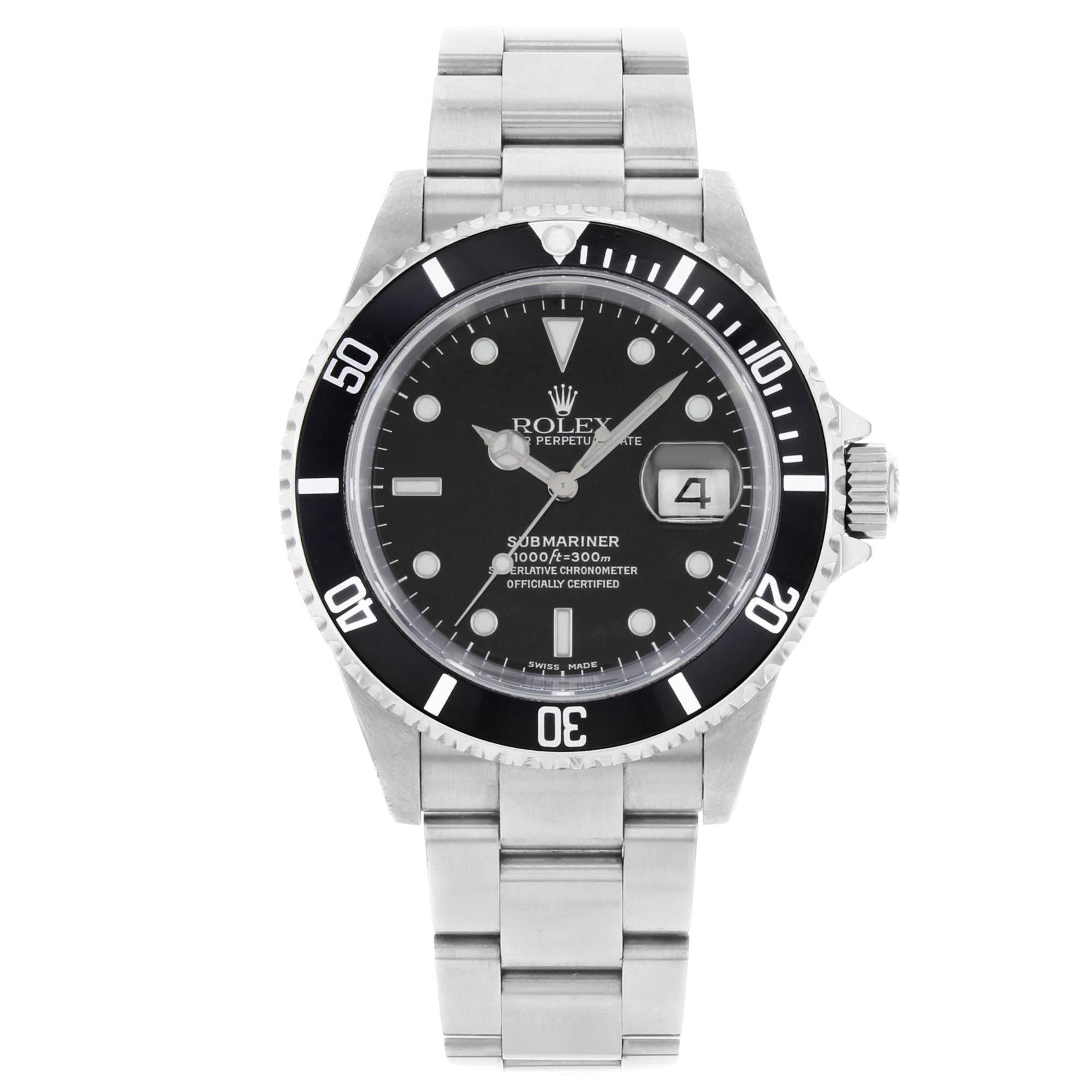 Rolex Submariner 16610 2002 Black Dial No Holes Steel Automatic Men's Watch