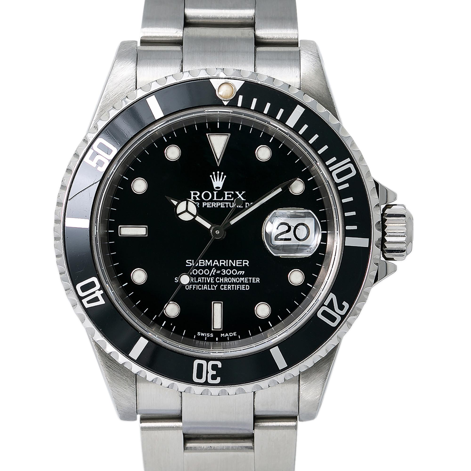 Contemporary Rolex Submariner 16610, Black Dial, Certified and Warranty