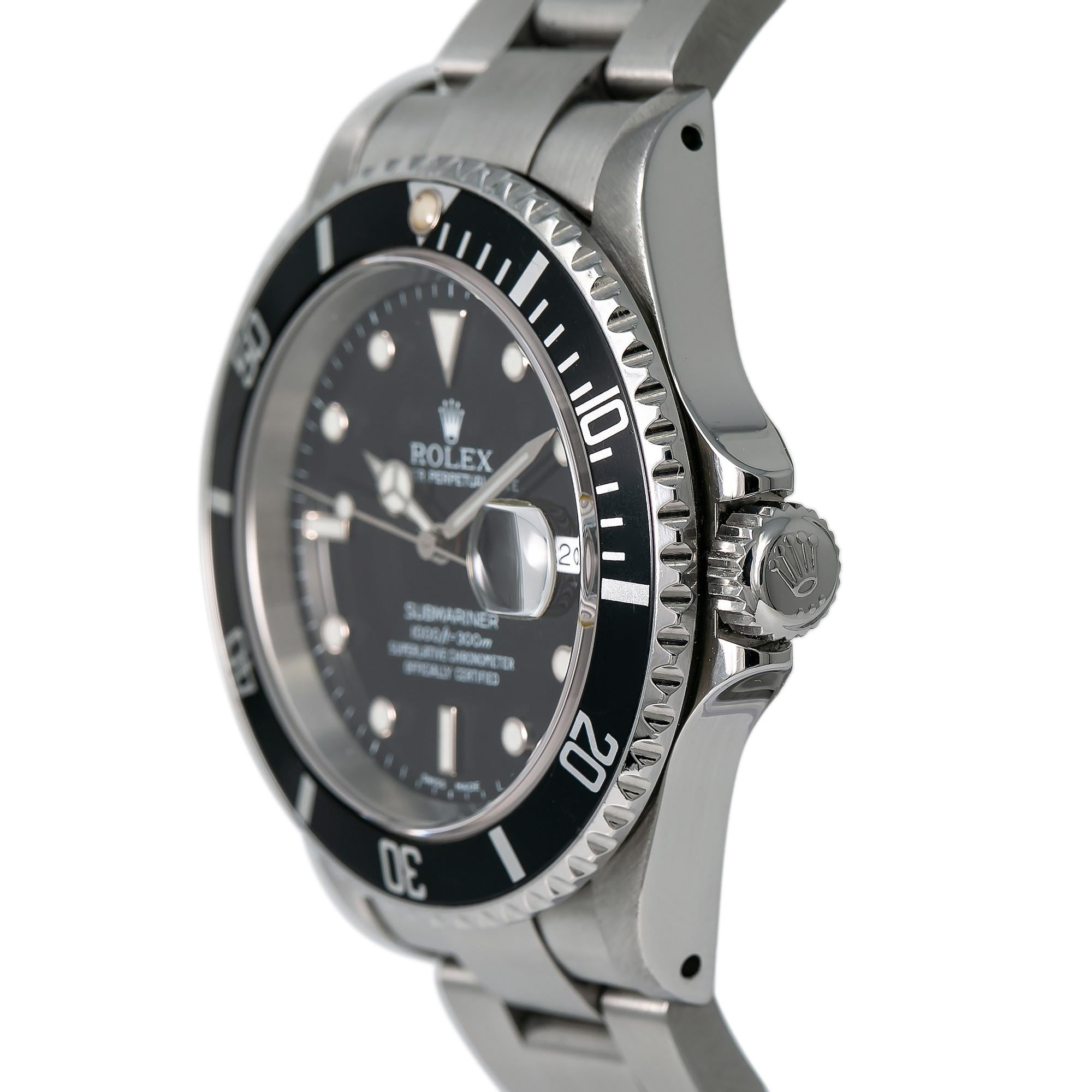 Rolex Submariner 16610, Black Dial, Certified and Warranty In Good Condition In Miami, FL