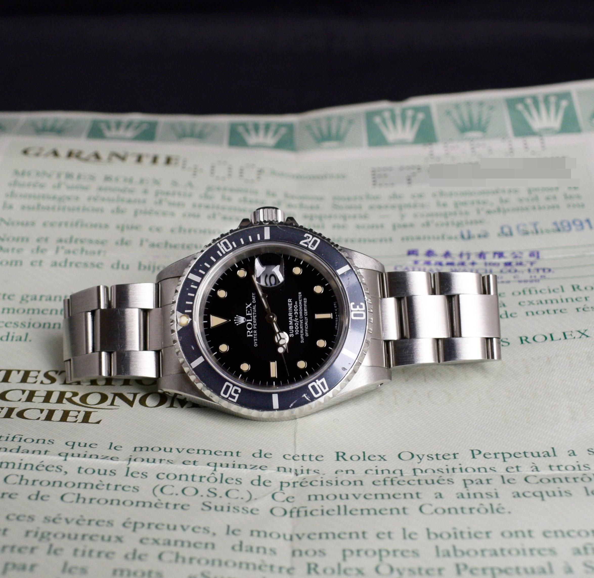 Brand: Rolex
Model: 16610
Year: 1990
Serial number: E7xxxxx
Reference: C03537

Case: Show sign of wear with slight polish from previous; inner case back stamped 16610

Dial: Excellent Condition Black Dial w/ matching hands

Bracelet: 93150 Oyster