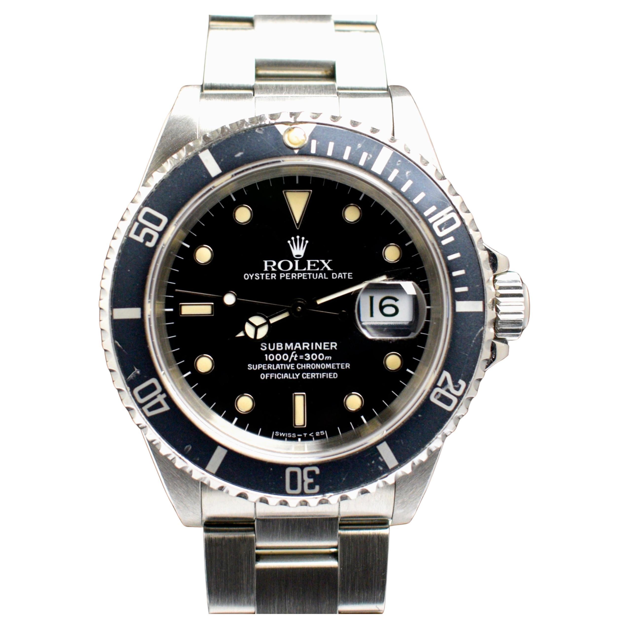 Rolex Submariner 16610 Creamy Date with paper Steel Automatic Watch, 1990