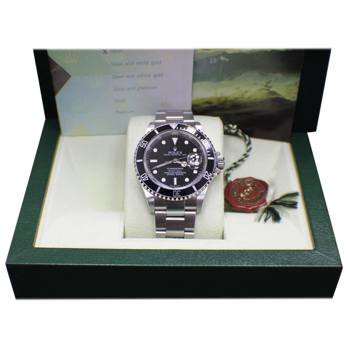 Rolex Submariner 16610 Date Stainless Steel Black Box and Papers Mint