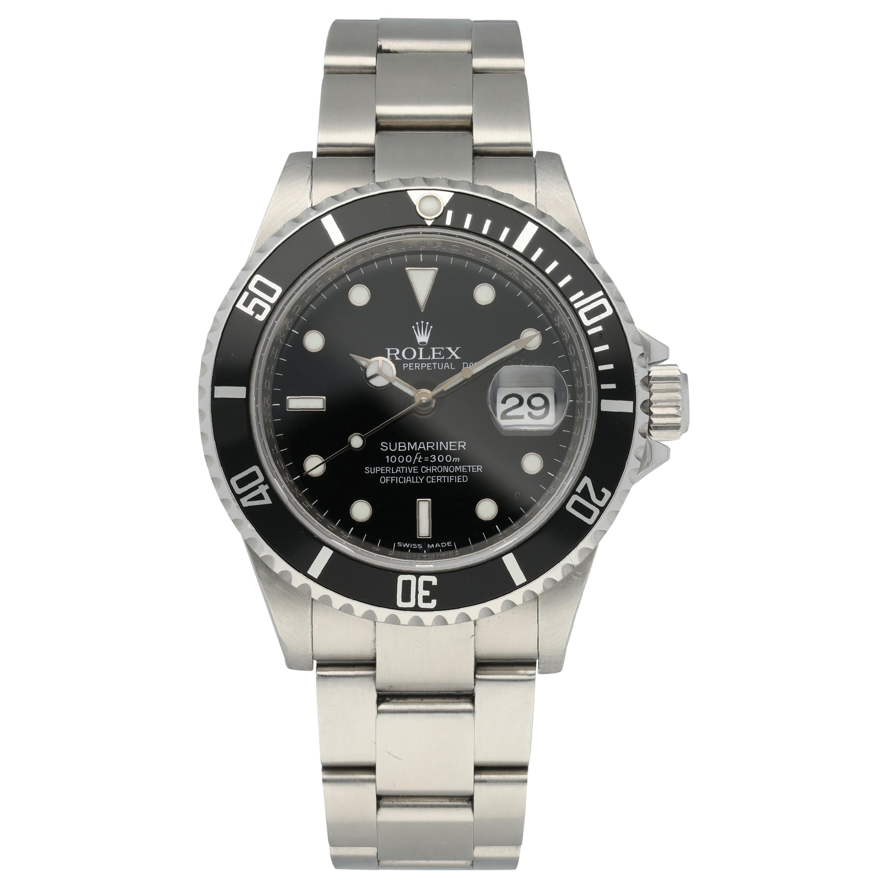 Rolex Submariner 16610 Engraved Rehaut Men's Watch For Sale